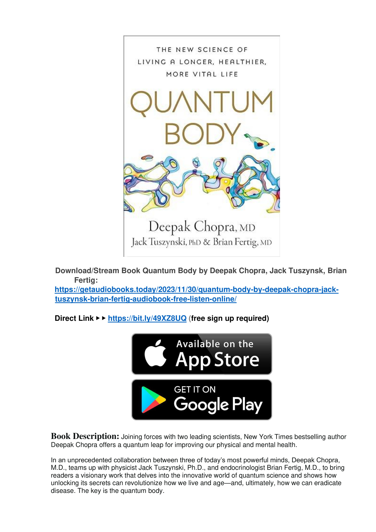 PDF Book Quantum Body by Deepak Chopra, Jack Tuszynsk, Brian Fertig  Audiobook Free Download.pdf