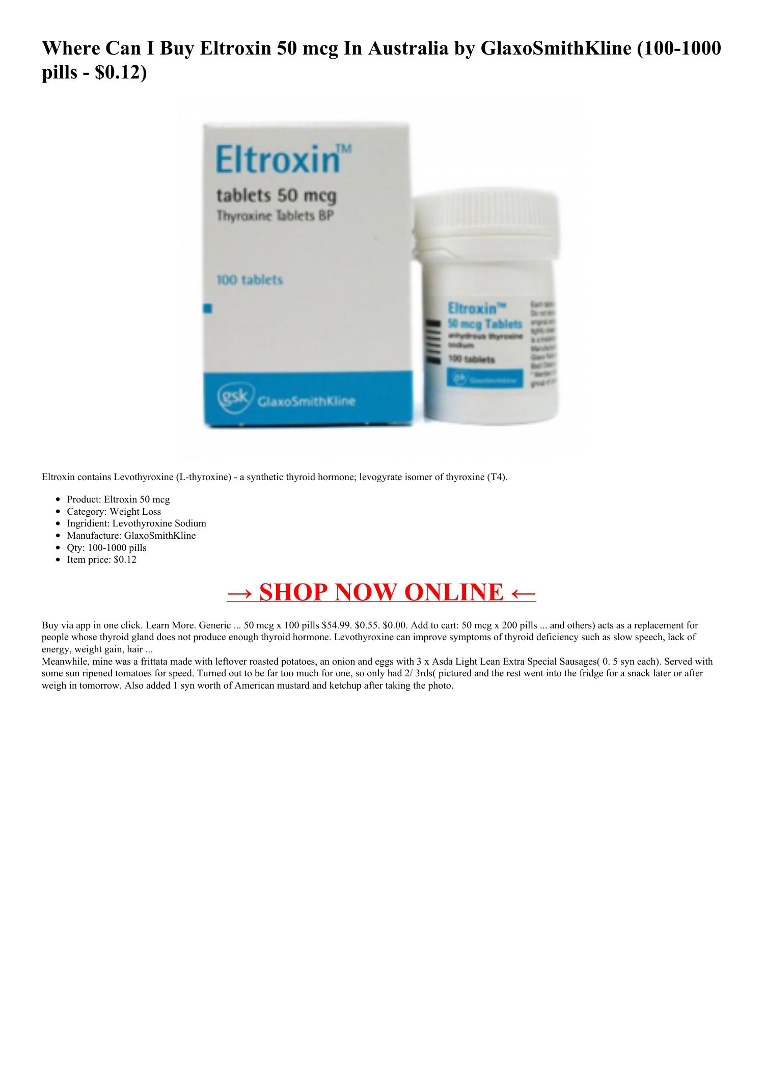 Where Can I Buy Eltroxin 50 Mcg In Australia Pdf Docdroid