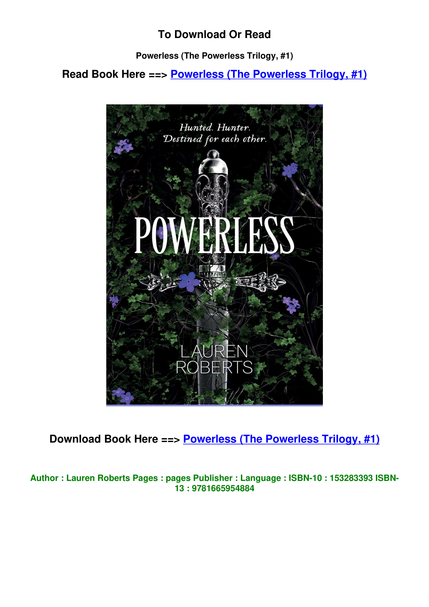 Download EPub Powerless The Powerless Trilogy 1 by Lauren Roberts.pdf