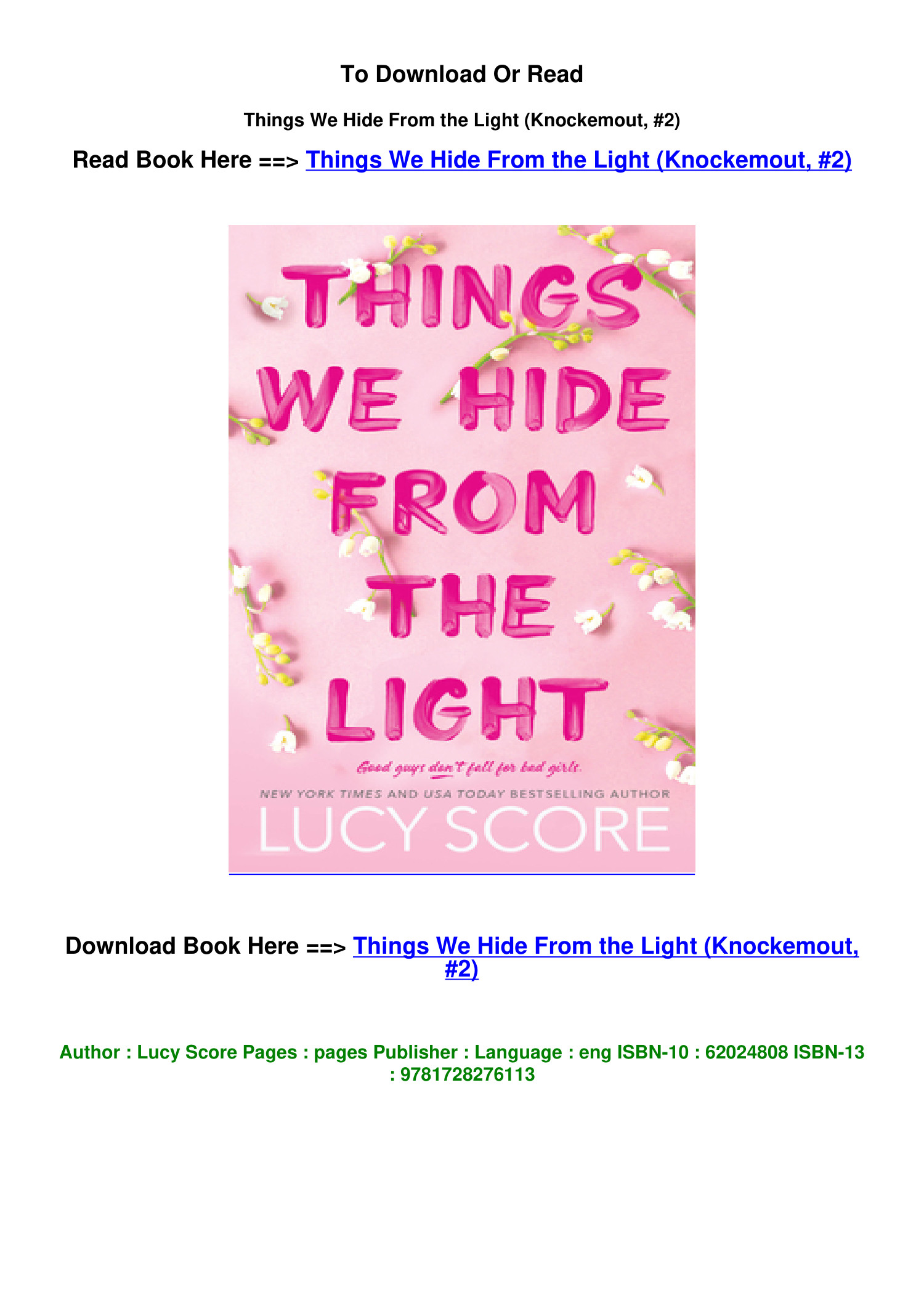 Things We Hide from the Light (Knockemout, #2) by Lucy Score