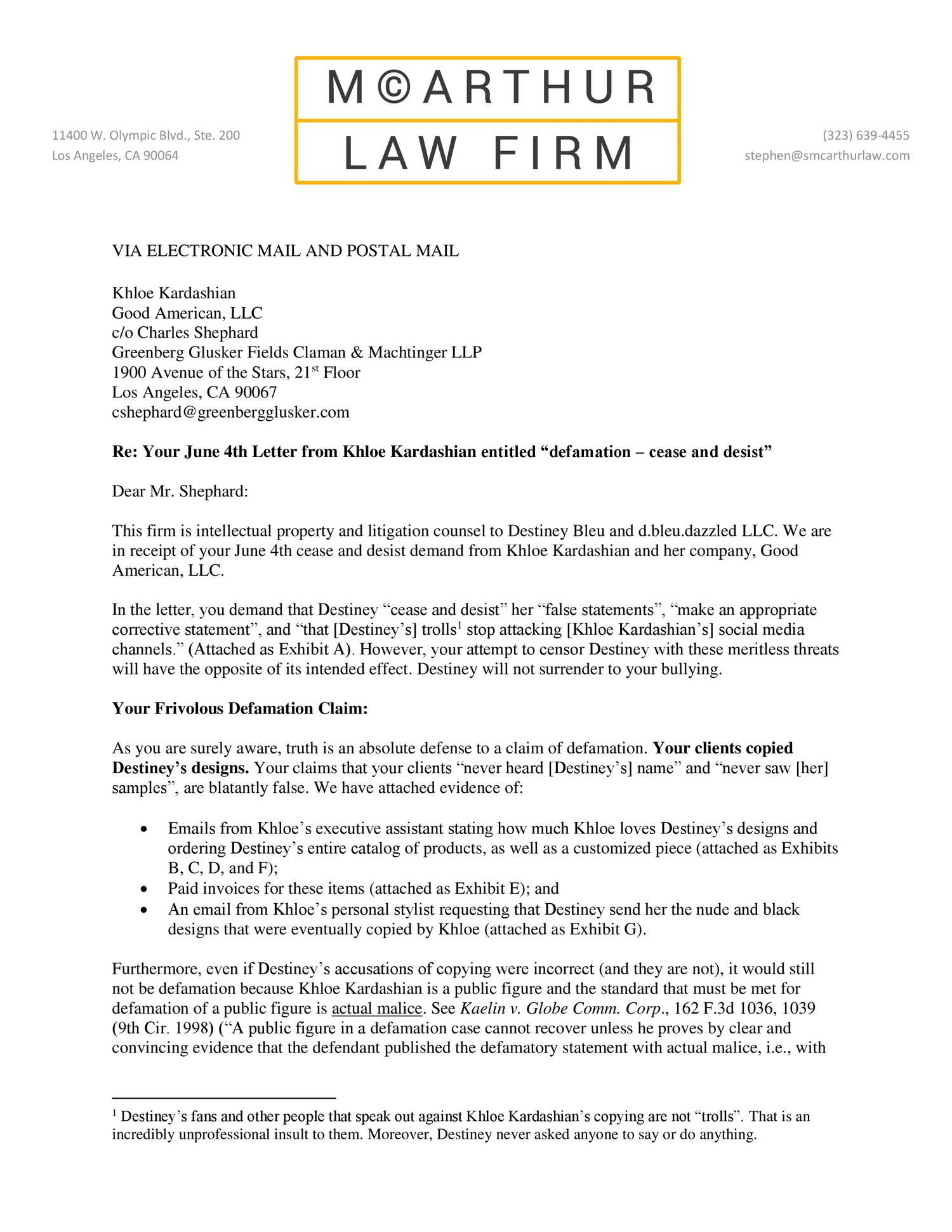 defamation law Throughout Cease And Desist Letter Template Defamation