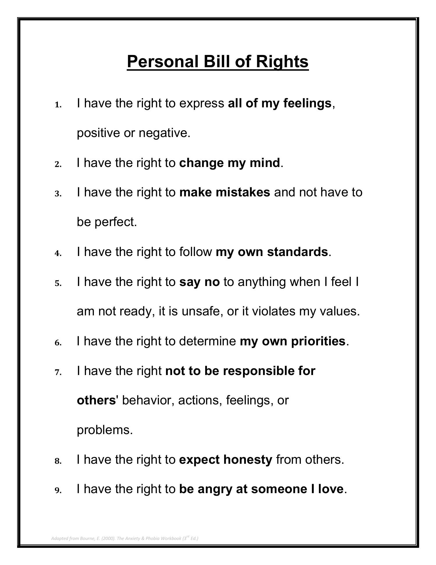 Personal Bill of Rights.pdf  DocDroid For Bill Of Rights Worksheet