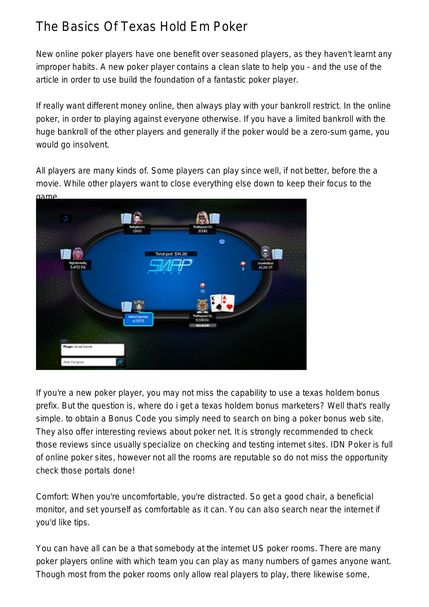 The Basics Of Texas Holdem Poker Pokerebtac Pdf Pdf Docdroid