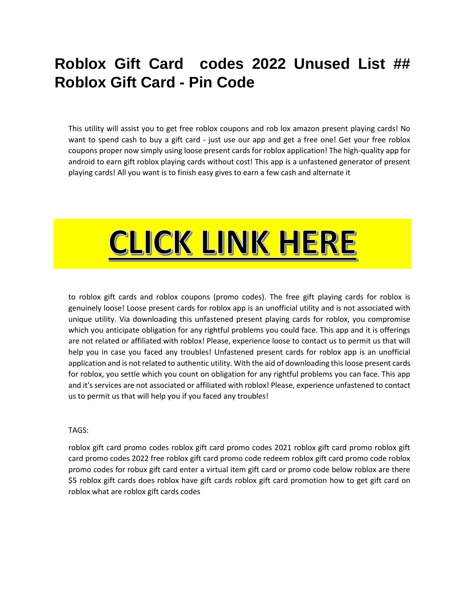 Roblox Gift Card codes 2022 Unused List.pdf