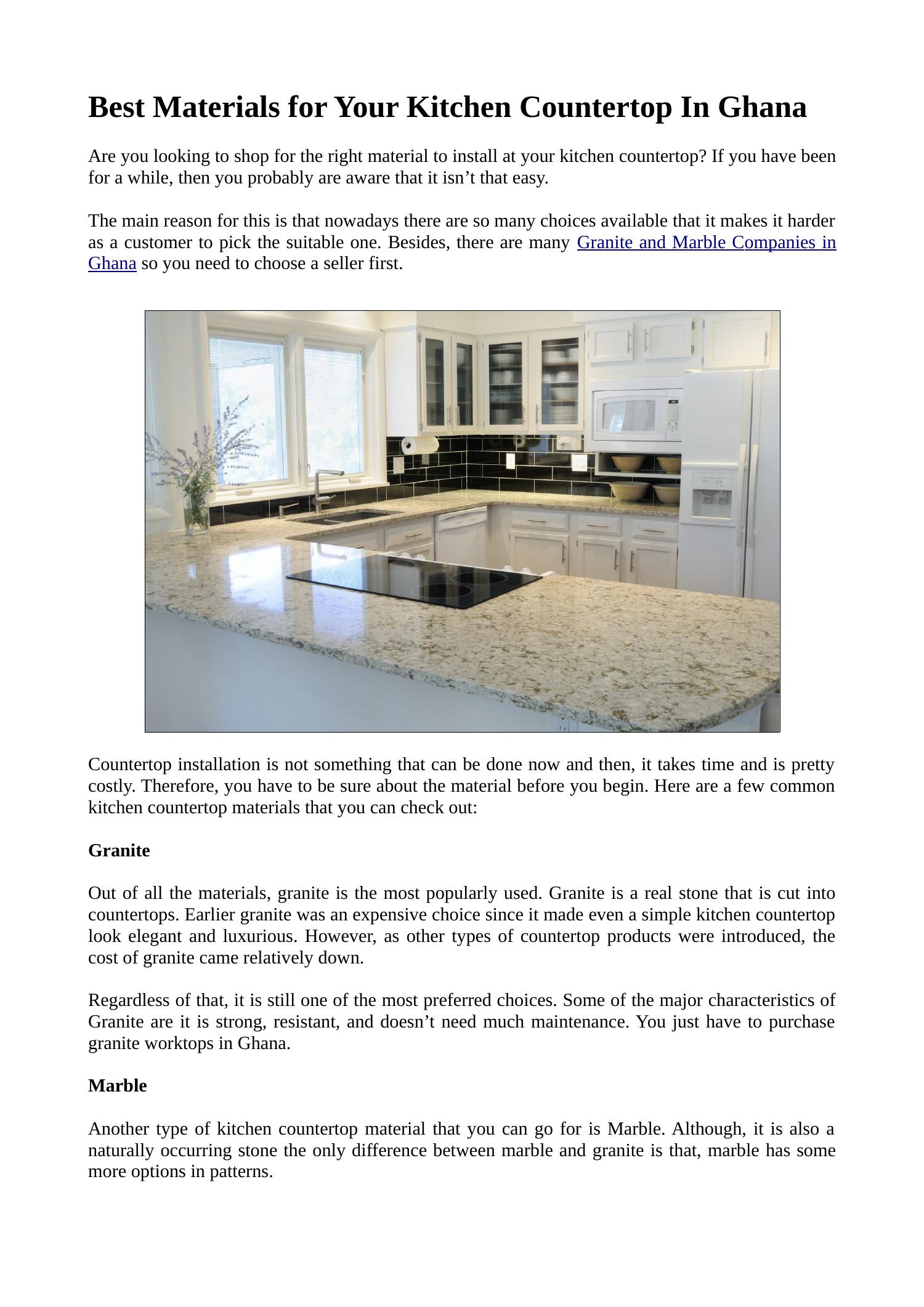 Best Materials For Your Kitchen Countertop In Ghana Pdf Docdroid
