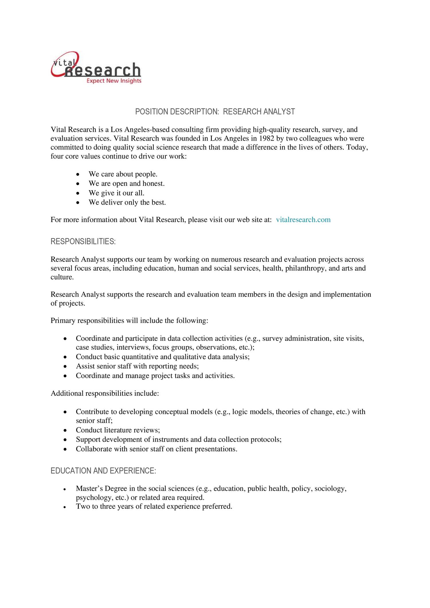 research analyst job description pdf