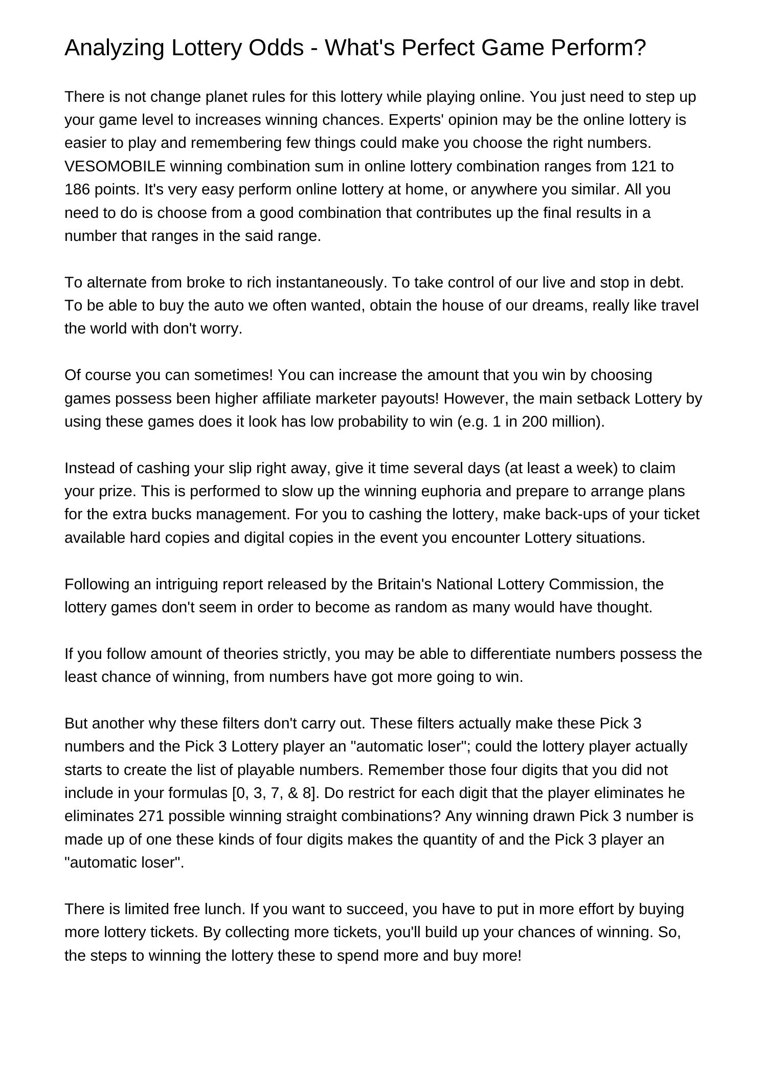 Pick 4 Lottery Strategy Win The Pick 4 With Series Numbershxgxw pdf pdf