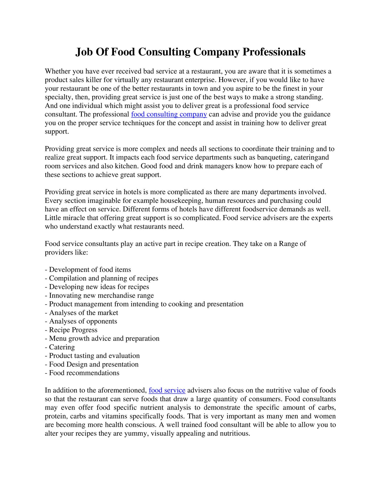 Job Of Food Consulting Company Professionals.pdf DocDroid