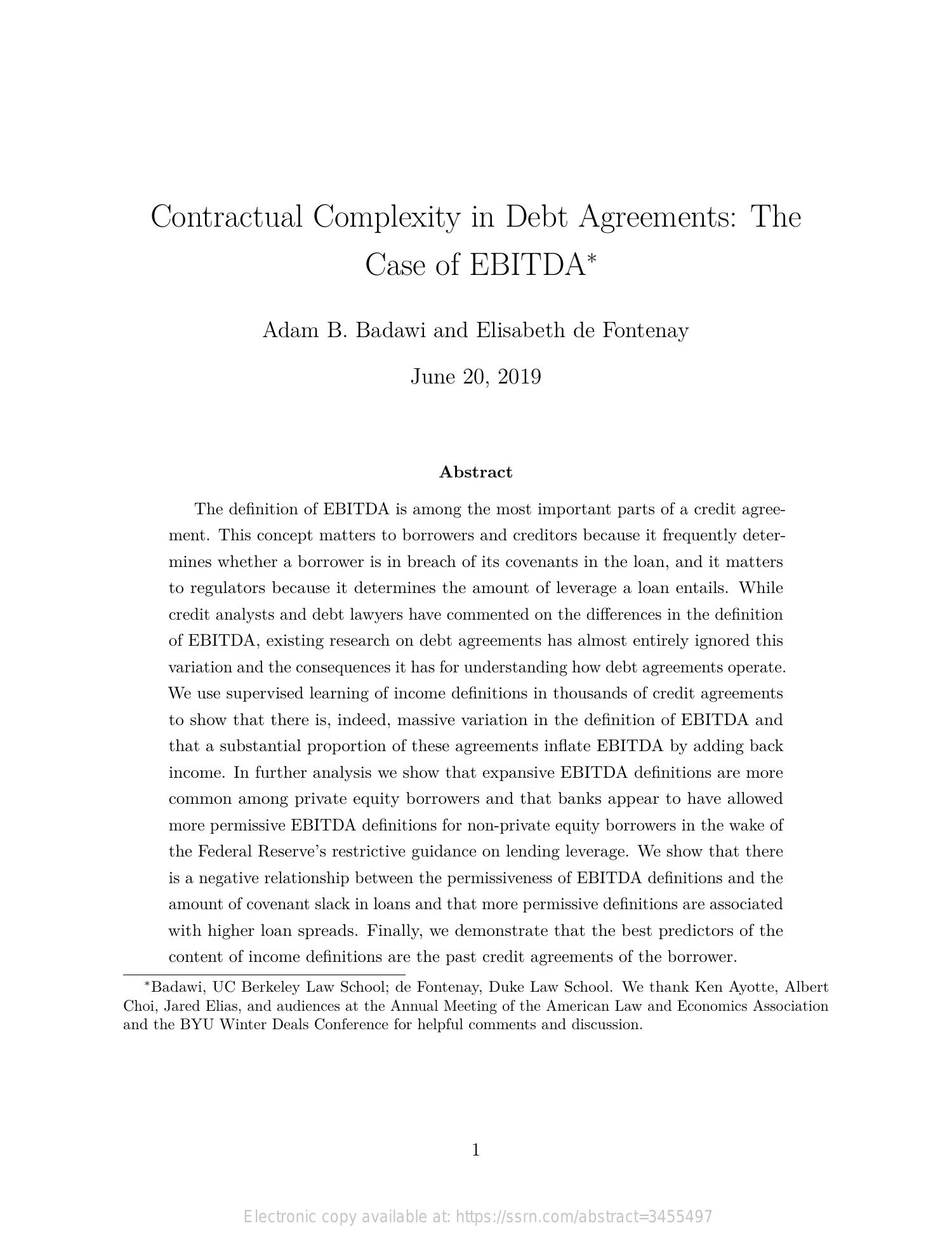Contractual Complexity in Debt Agreements - The Case of EBITDA.pdf ...