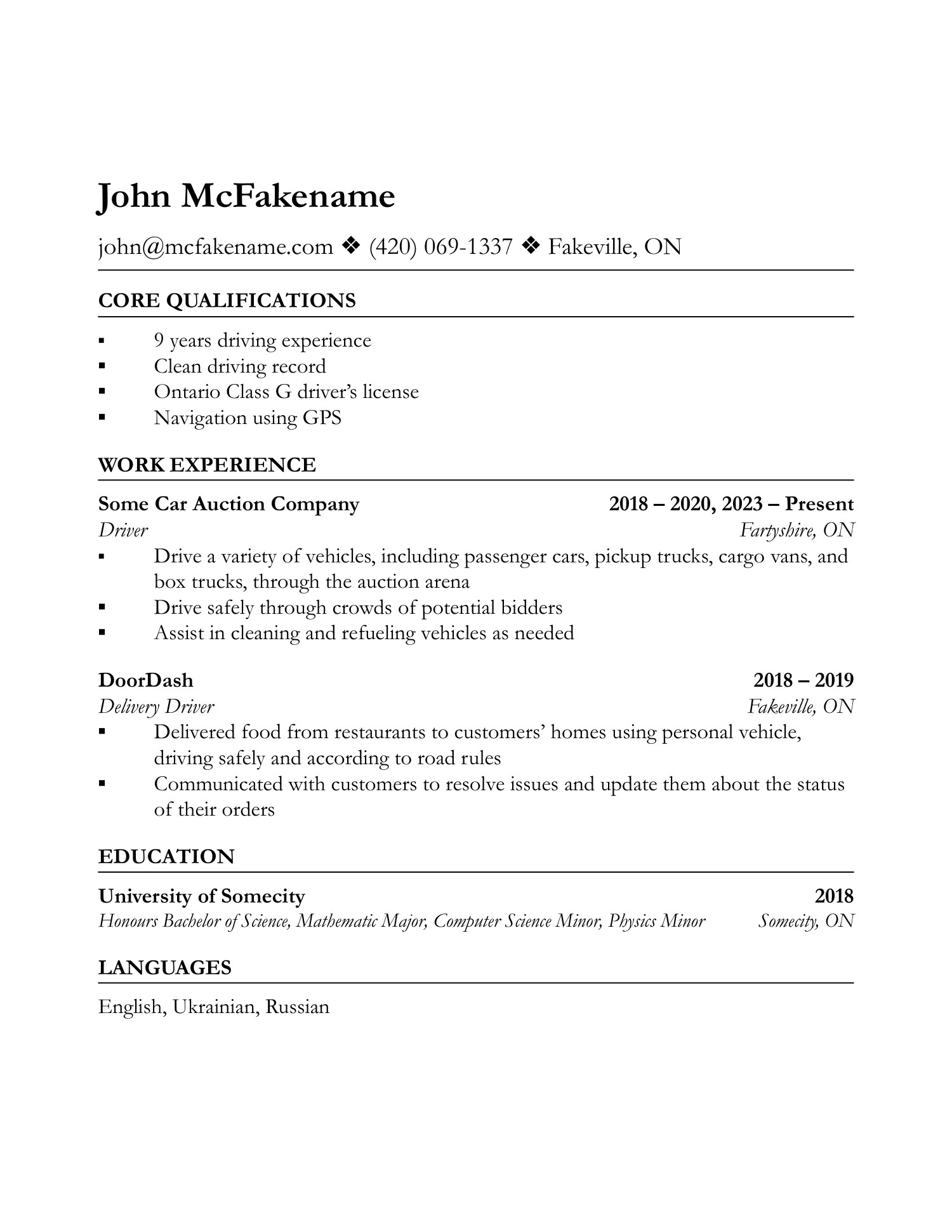 Anonymous Resume Driving pdf - Anonymous Resume Driving Pdf