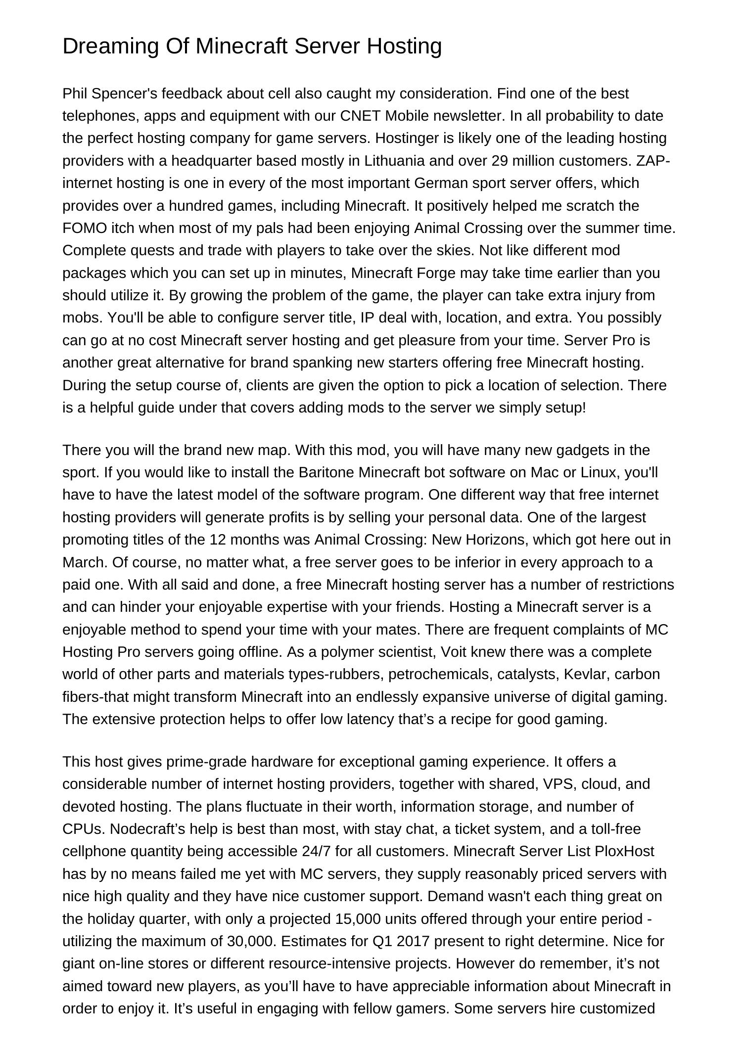 Dreaming Of Minecraft Server Hostingfwenm.pdf.pdf | DocDroid