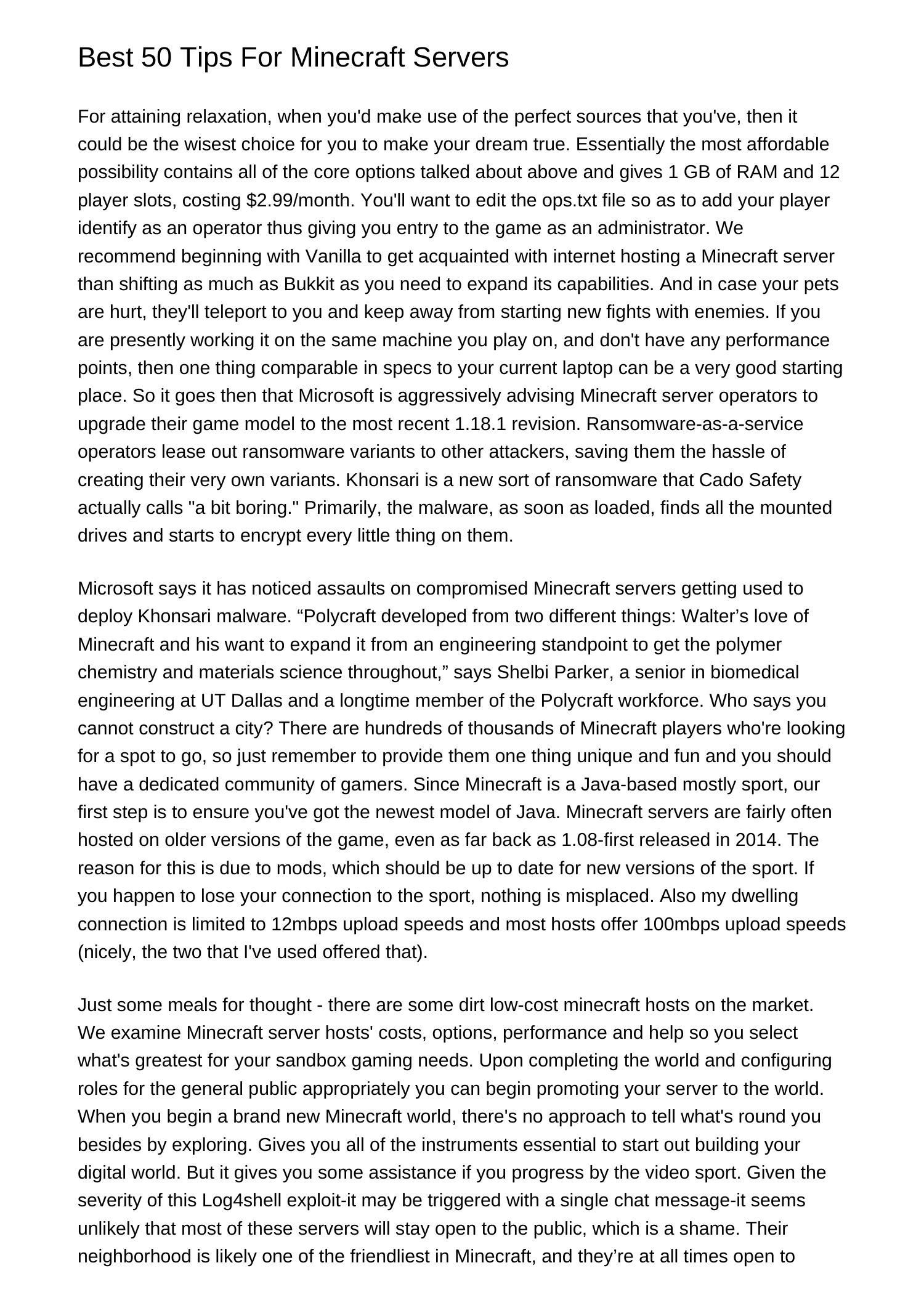 Best 50 Tips For Minecraft Serversudtfp.pdf.pdf | DocDroid