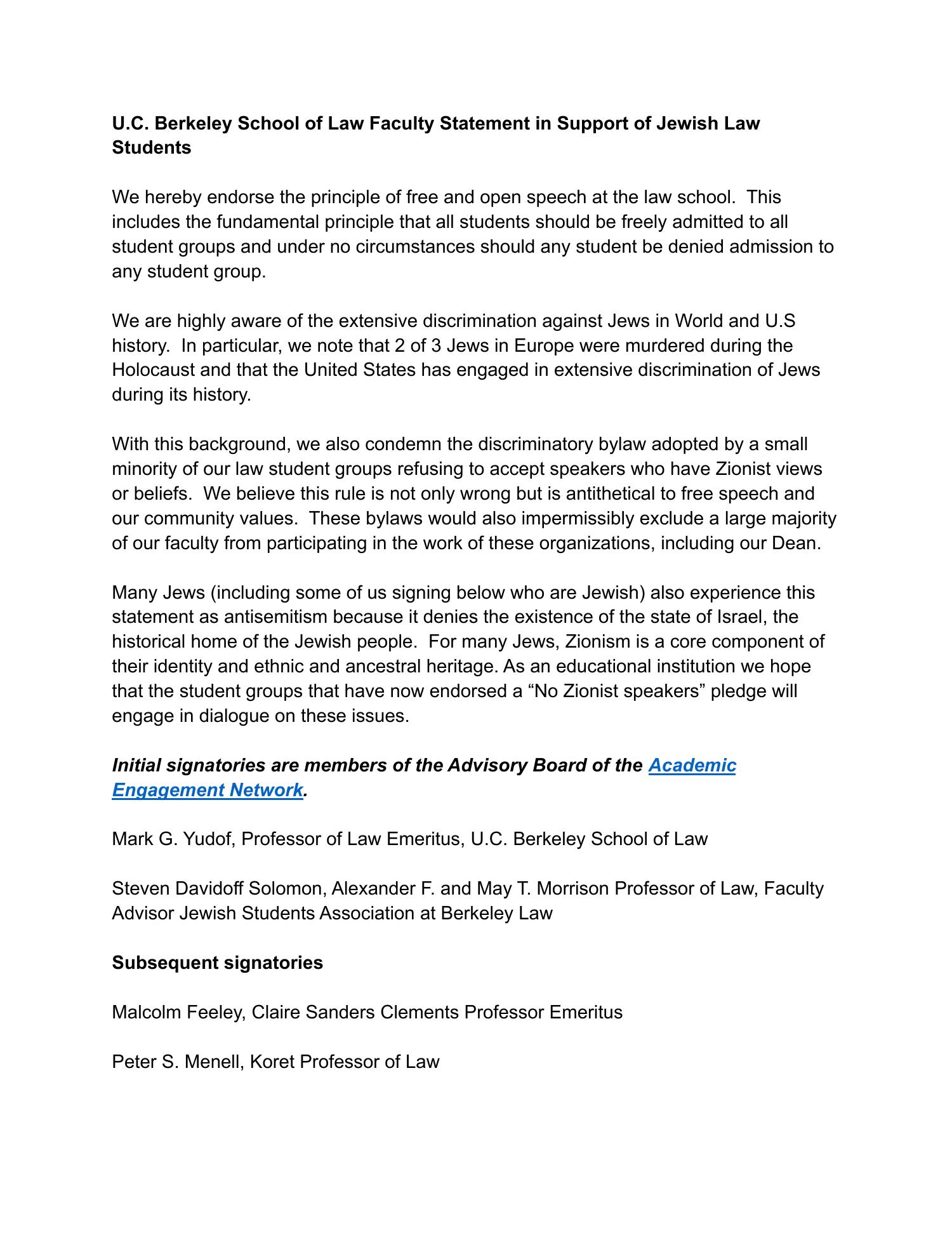 u-c-berkeley-school-of-law-faculty-statement-in-support-of-jewish-law