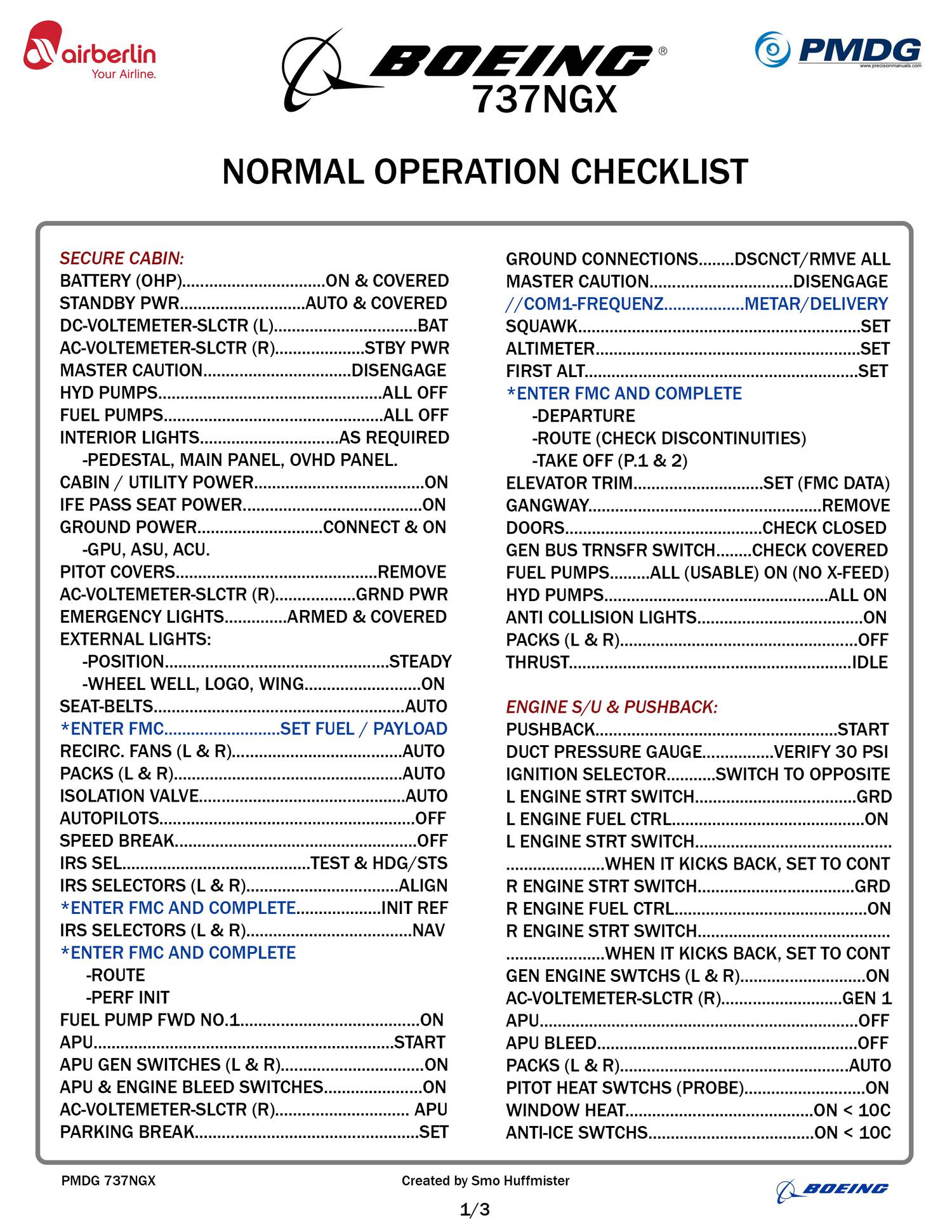 pmdg 737 ngx checklist kneeboard