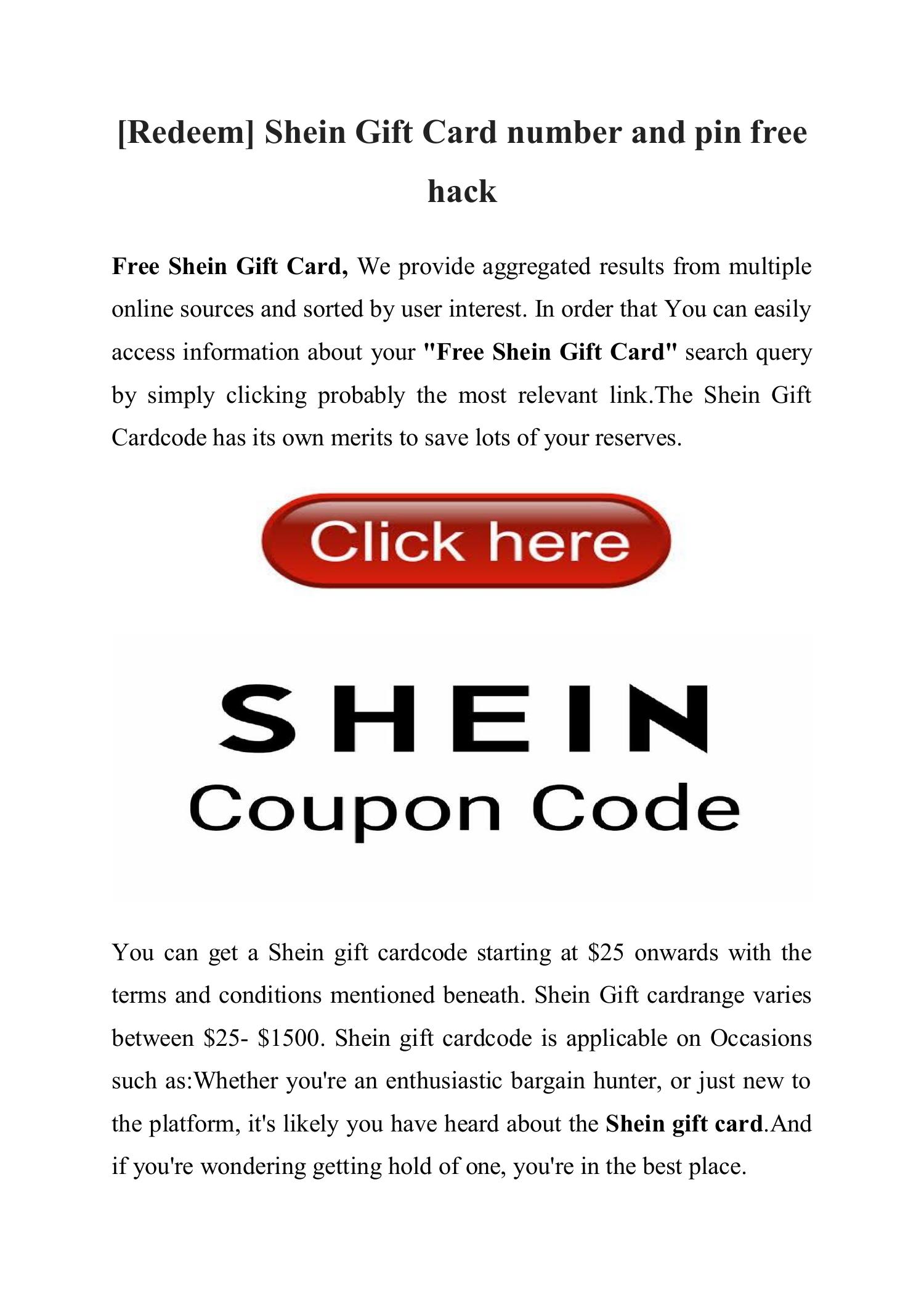 Introducir 81+ imagen free shein gift card code - fr.thptnganamst.edu.vn