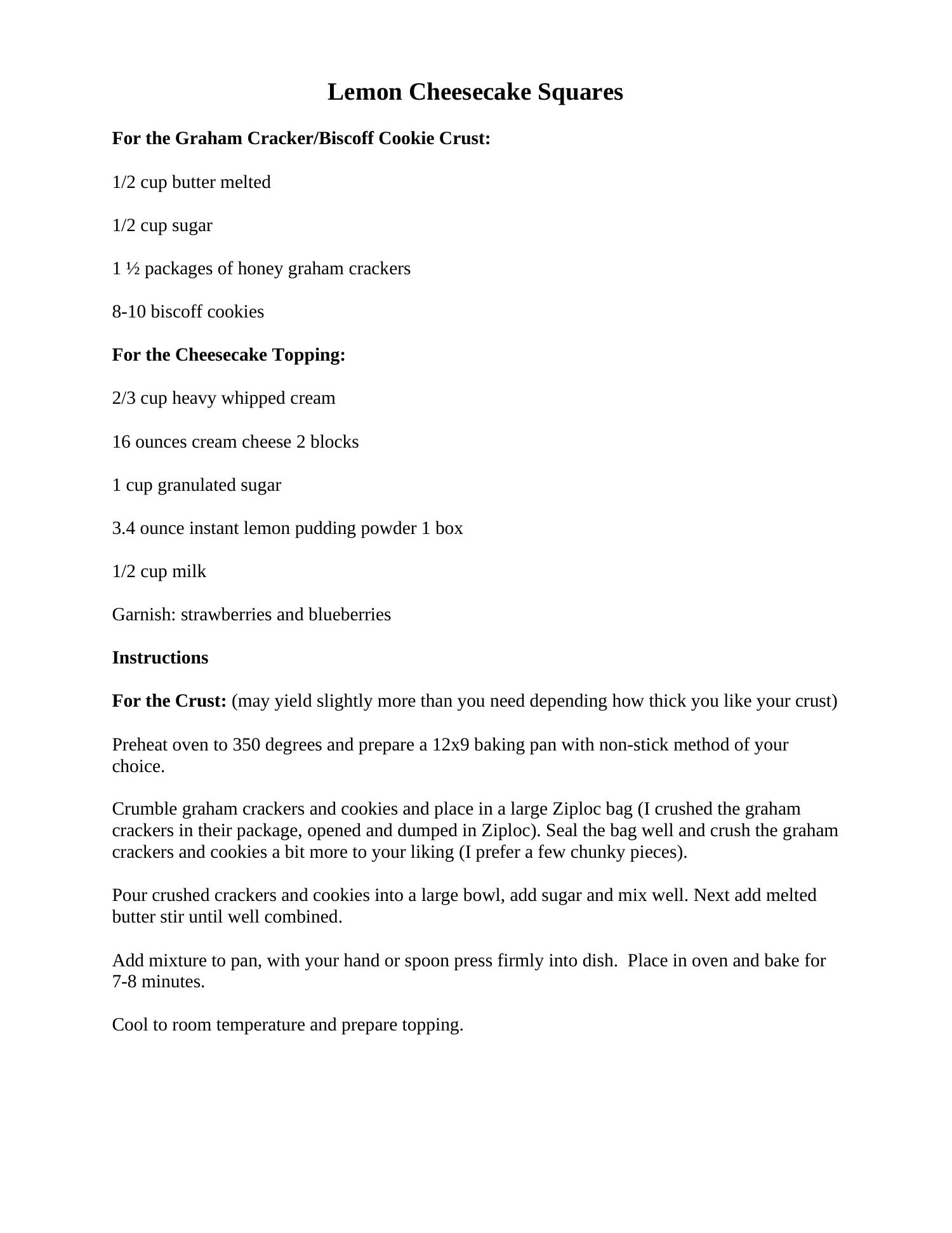 Lemon Cheesecake Squares Pdf Docdroid