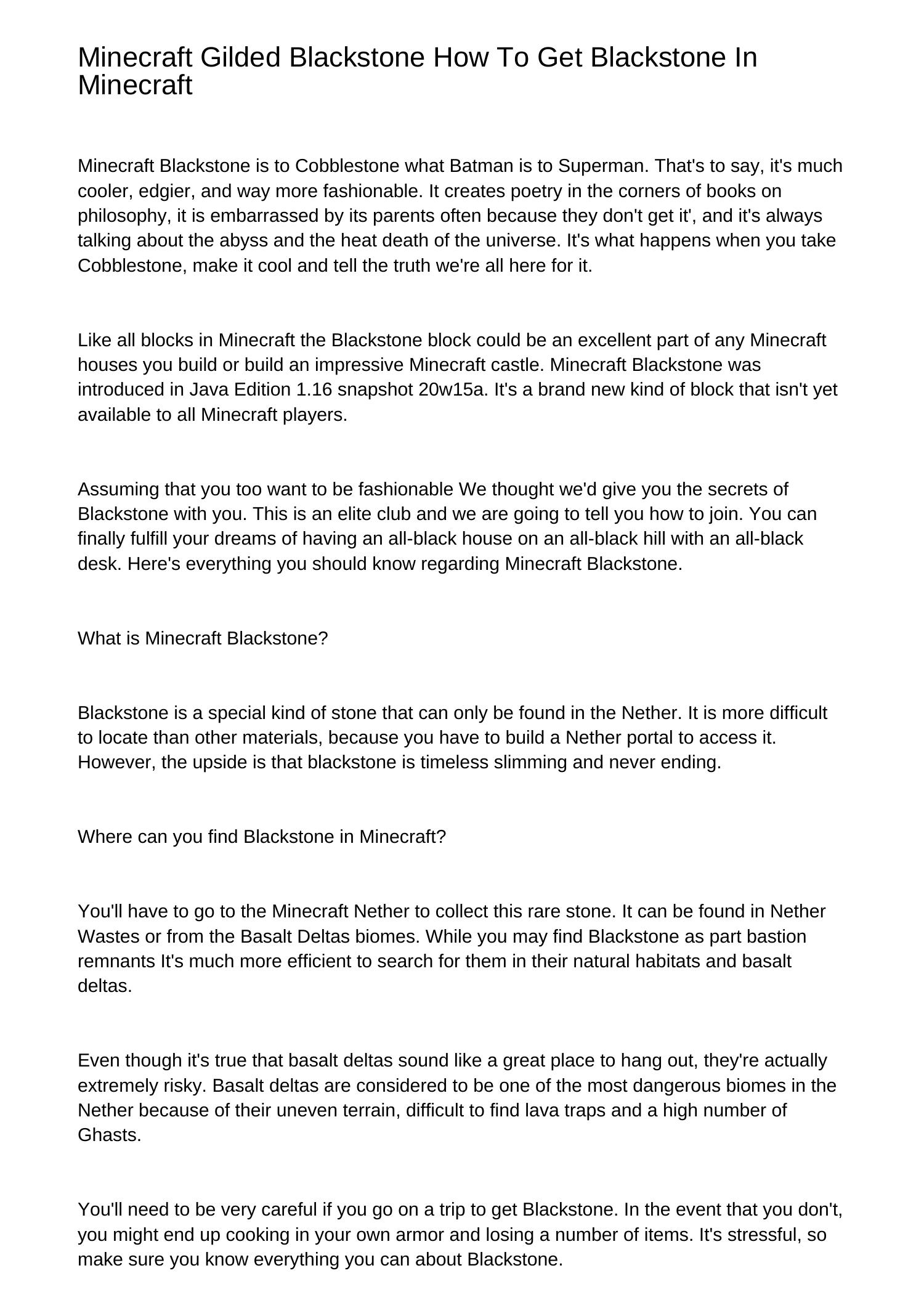 Minecraft Gilded Blackstone How To Find Blackstone In Minecraftcujdk