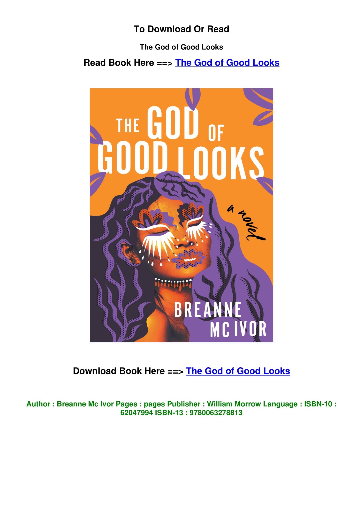 The God of Good Looks by Breanne Mc Ivor