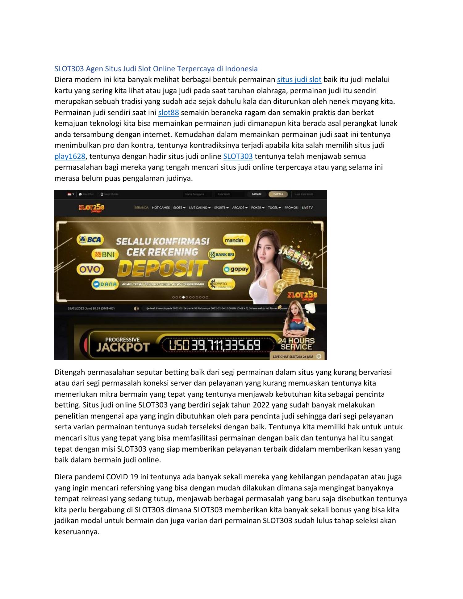 SLOT303 Agen Situs Judi Slot Online Terpercaya di Indonesia.pdf | DocDroid