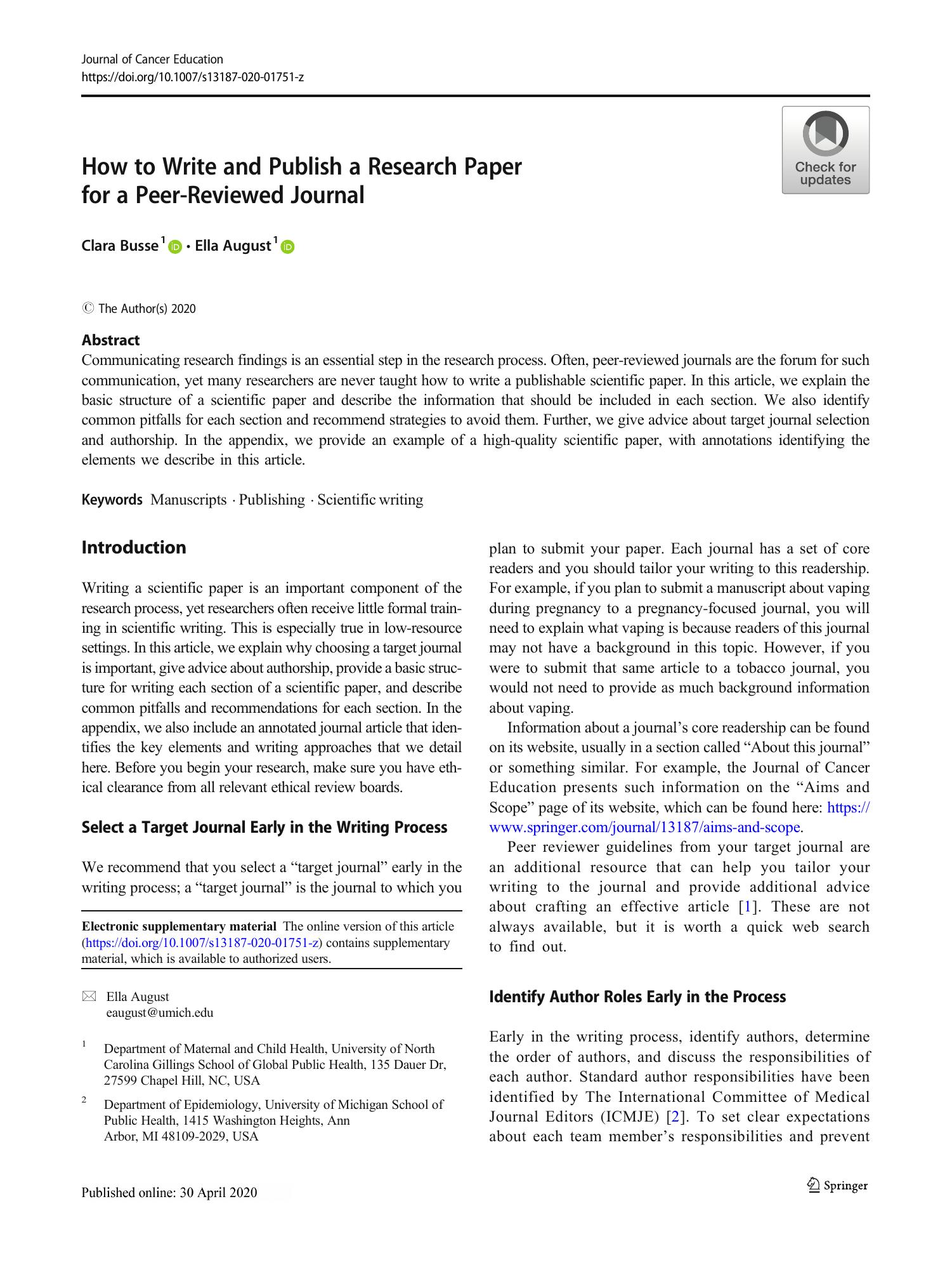 published article research