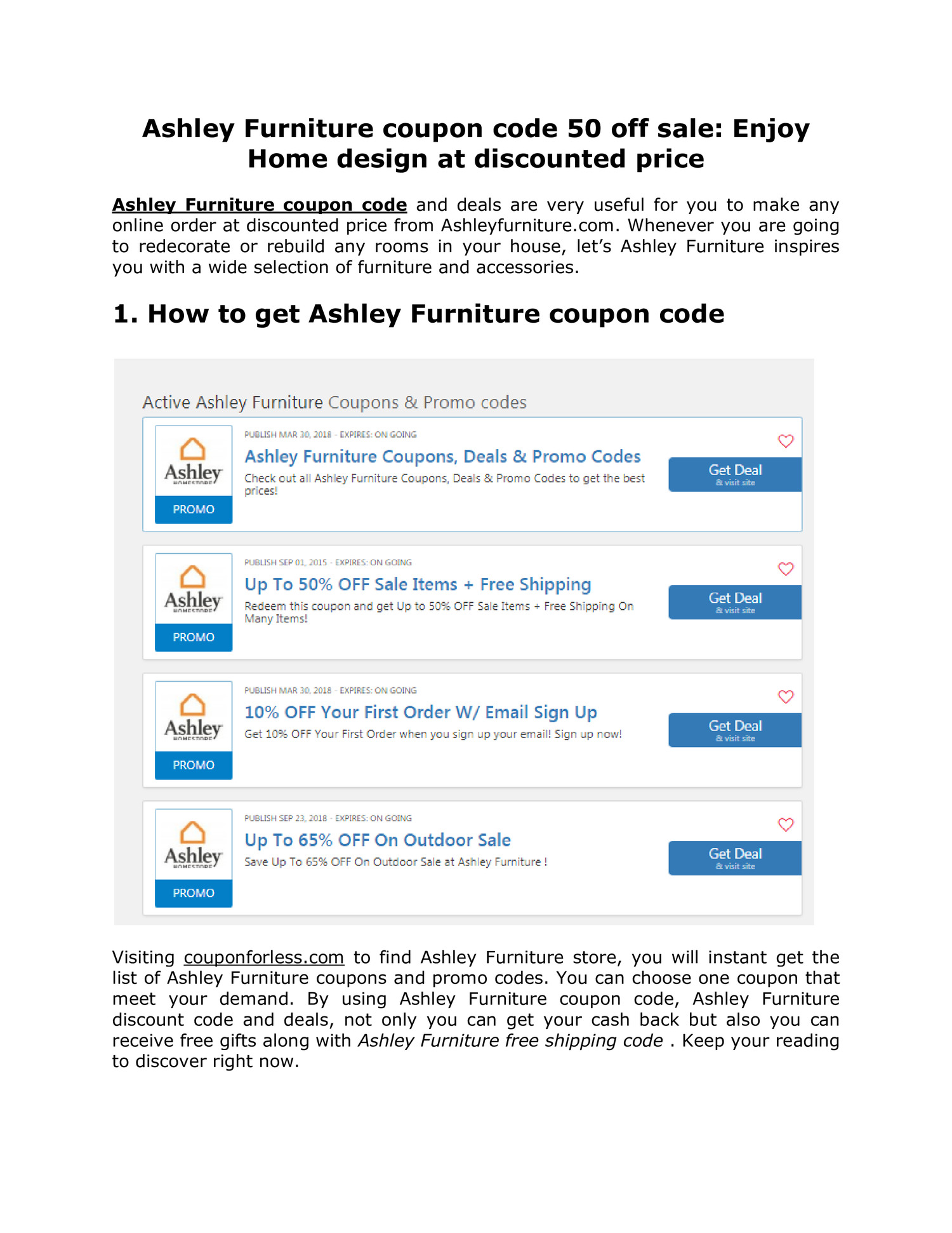 Ashley Furniture Coupon Code 50 Off Sale Docx Docdroid