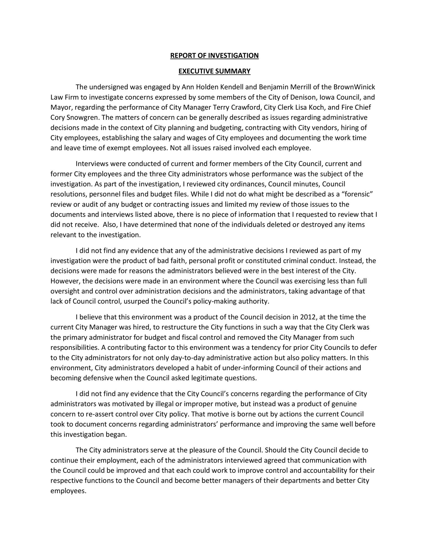 Denison Investigation Executive Summary docx DocDroid