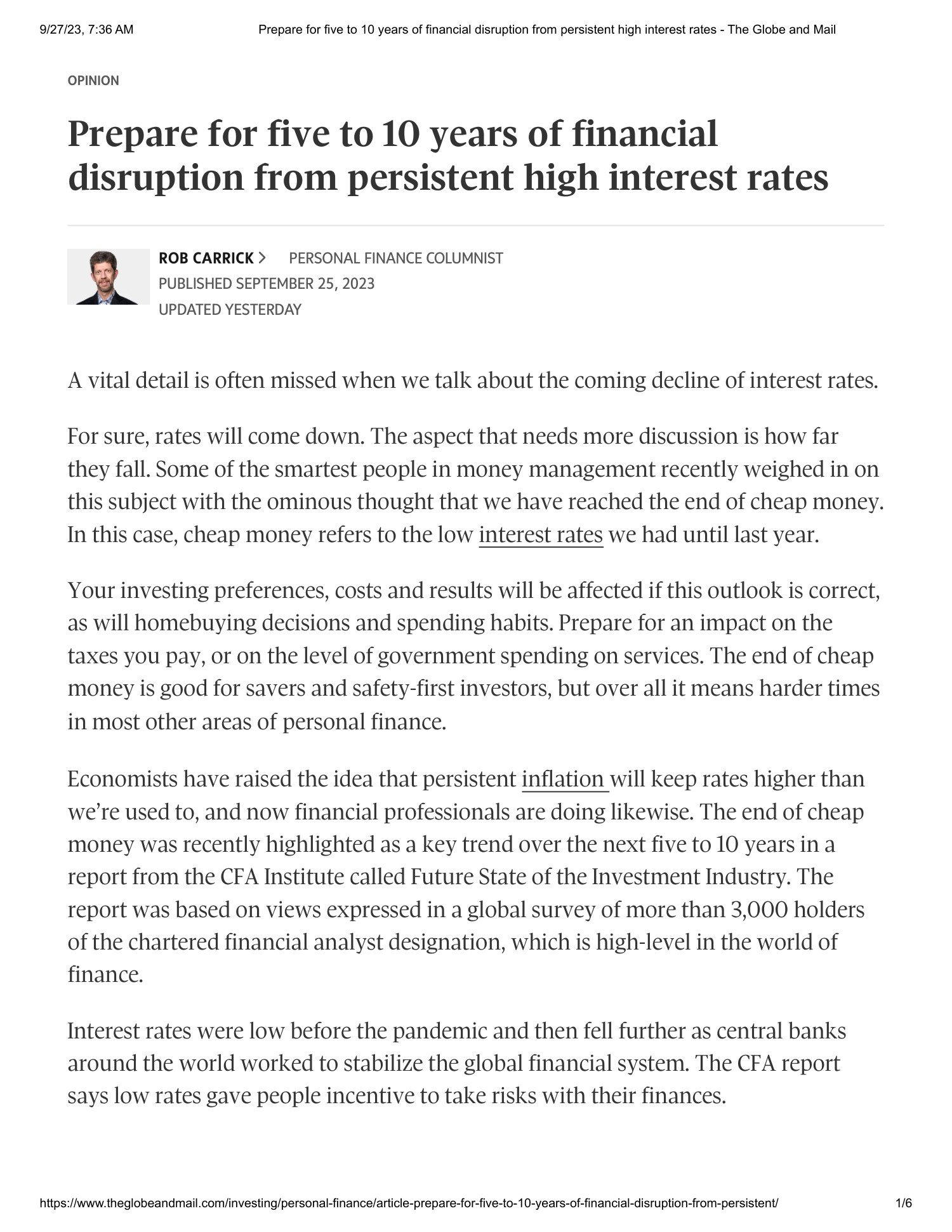 Prepare for five to 10 years of financial disruption from persistent ...