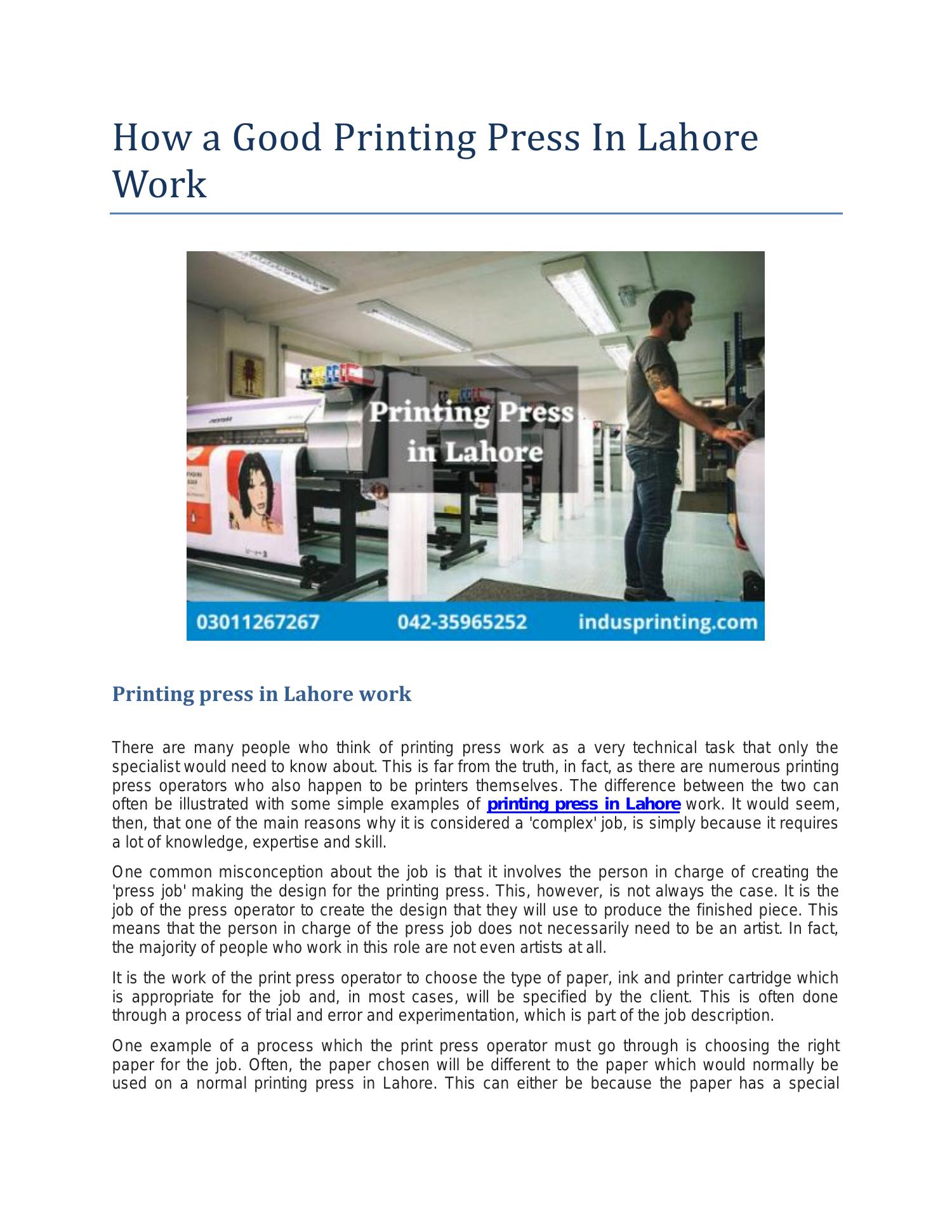 How a Good Printing Press In Lahore Work.pdf DocDroid