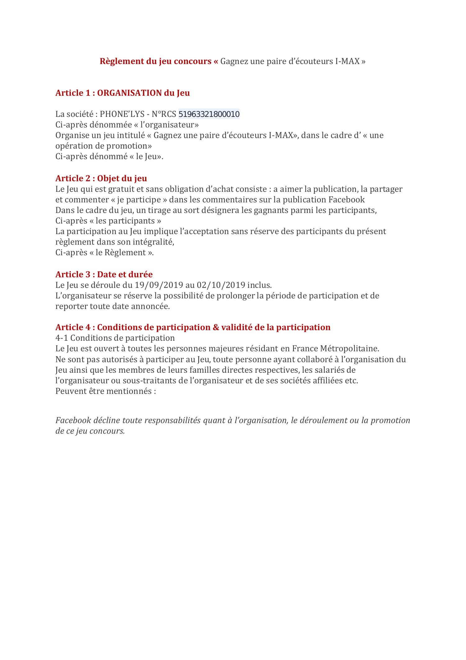 Règlement Du Jeu Concours Pdf Docdroid