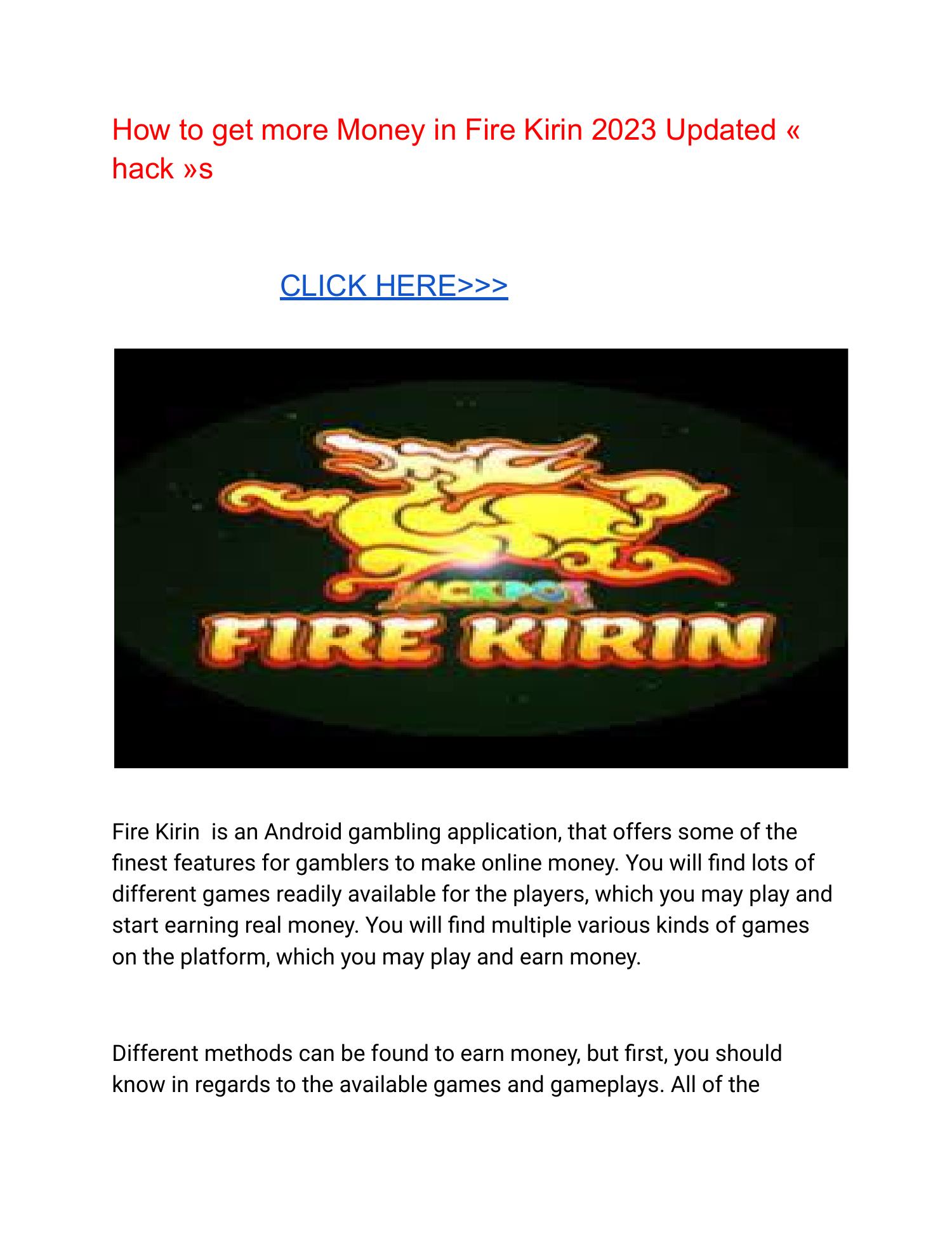 How to get more Money in Fire Kirin 2023 Updated « hack »s.pdf | DocDroid