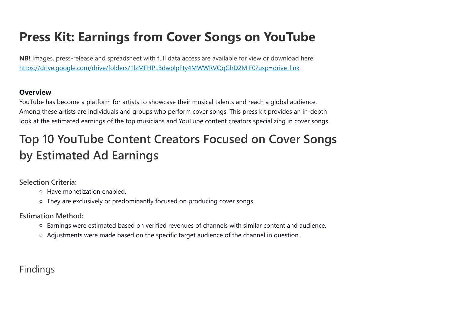 Press Kit Earnings from Cover Songs on YouTube.pdf DocDroid