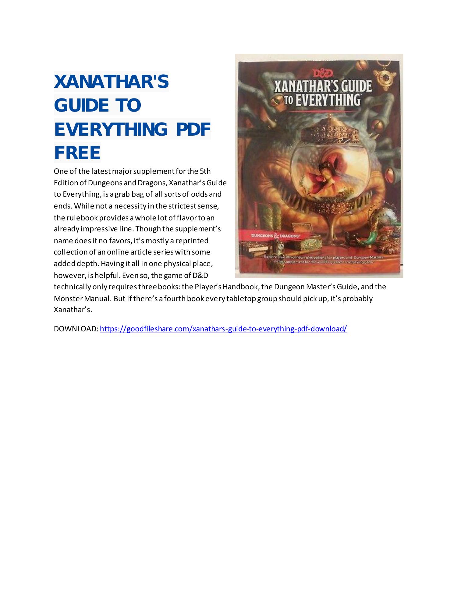 xanathars guide to everything pdf download free