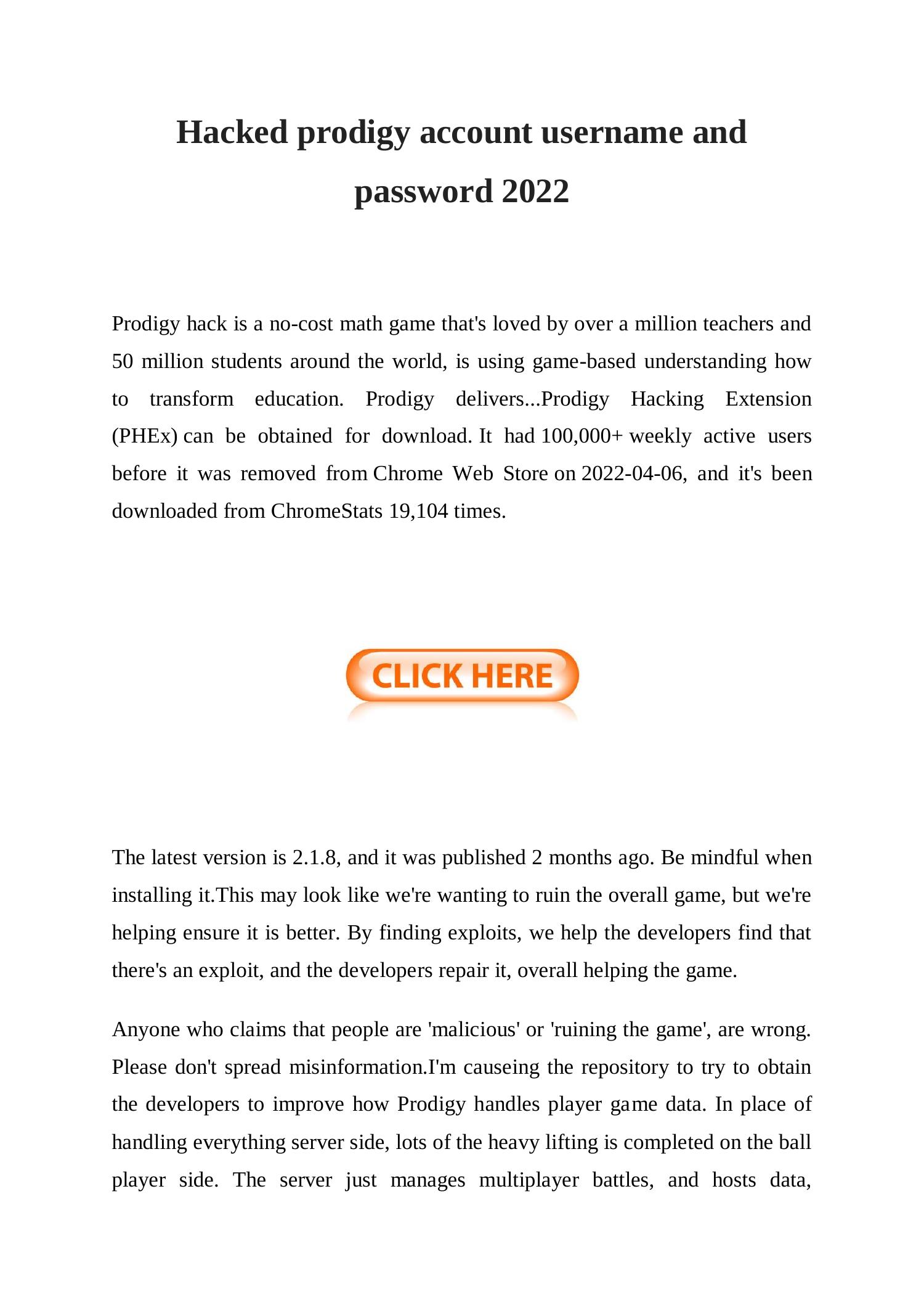 Hacked prodigy account username and password 2022.pdf | DocDroid
