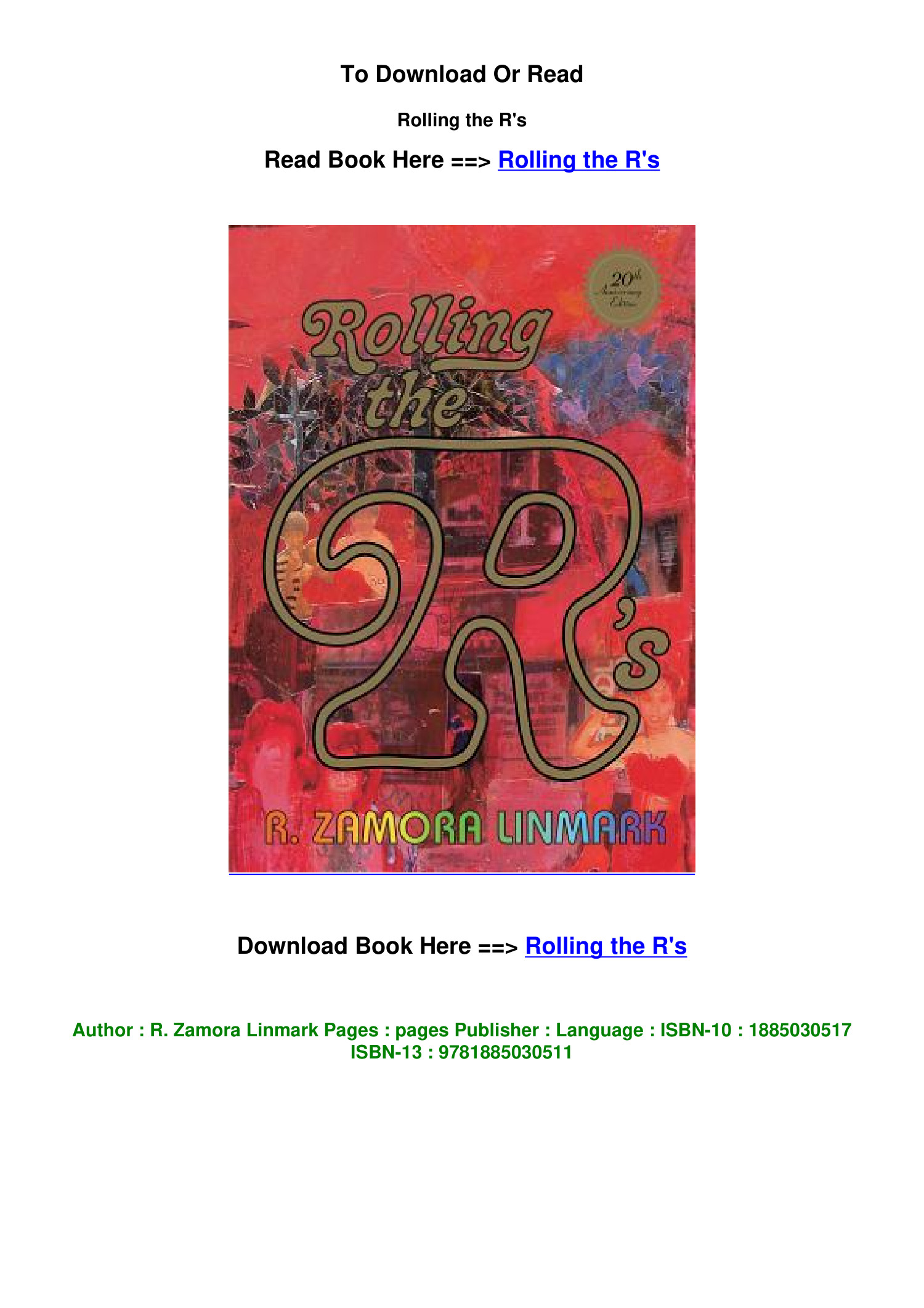 Pdf download Rolling the R s by R Zamora Linmark.pdf | DocDroid