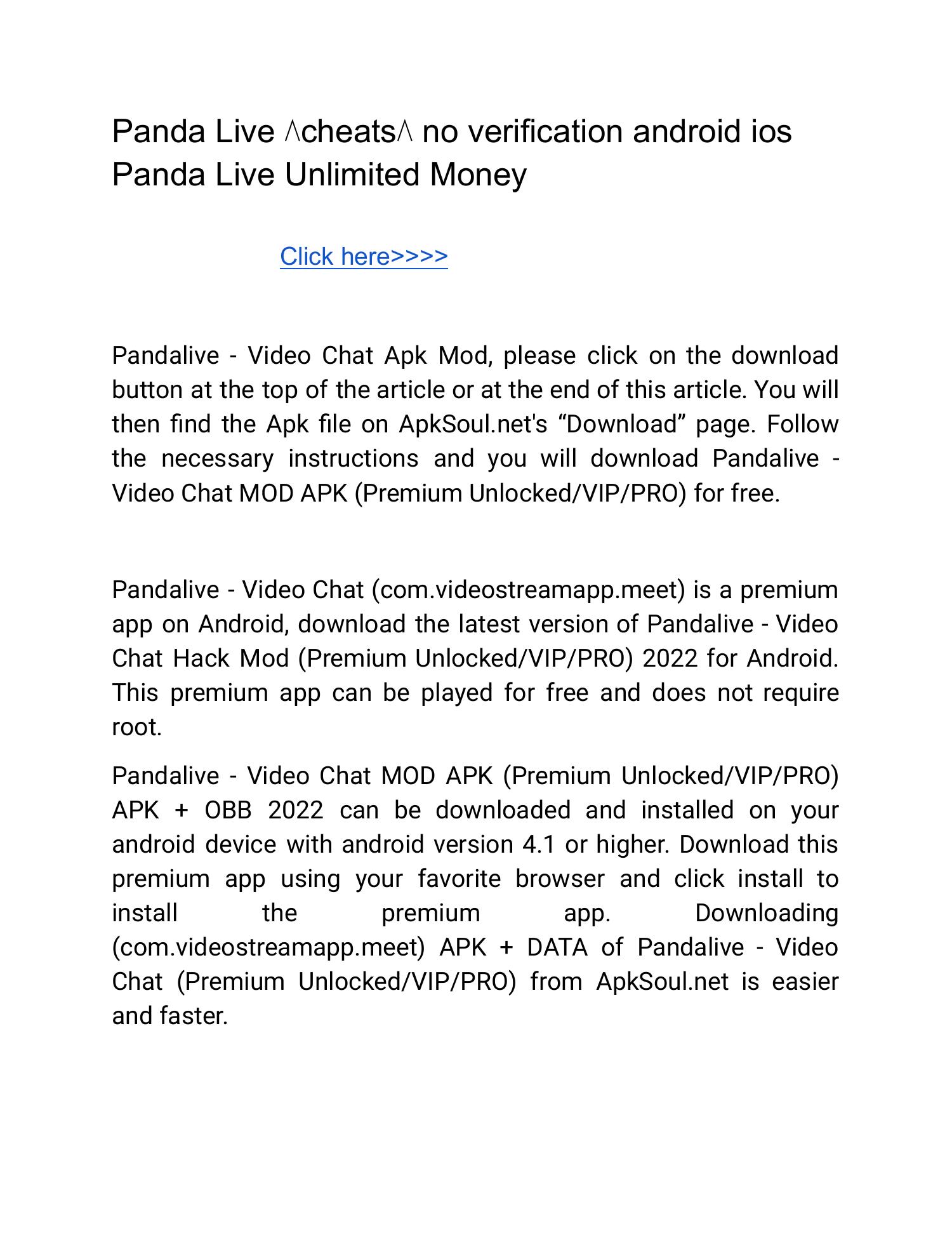 Panda Live ⋀cheats⋀ no verification android ios Panda Live Unlimited