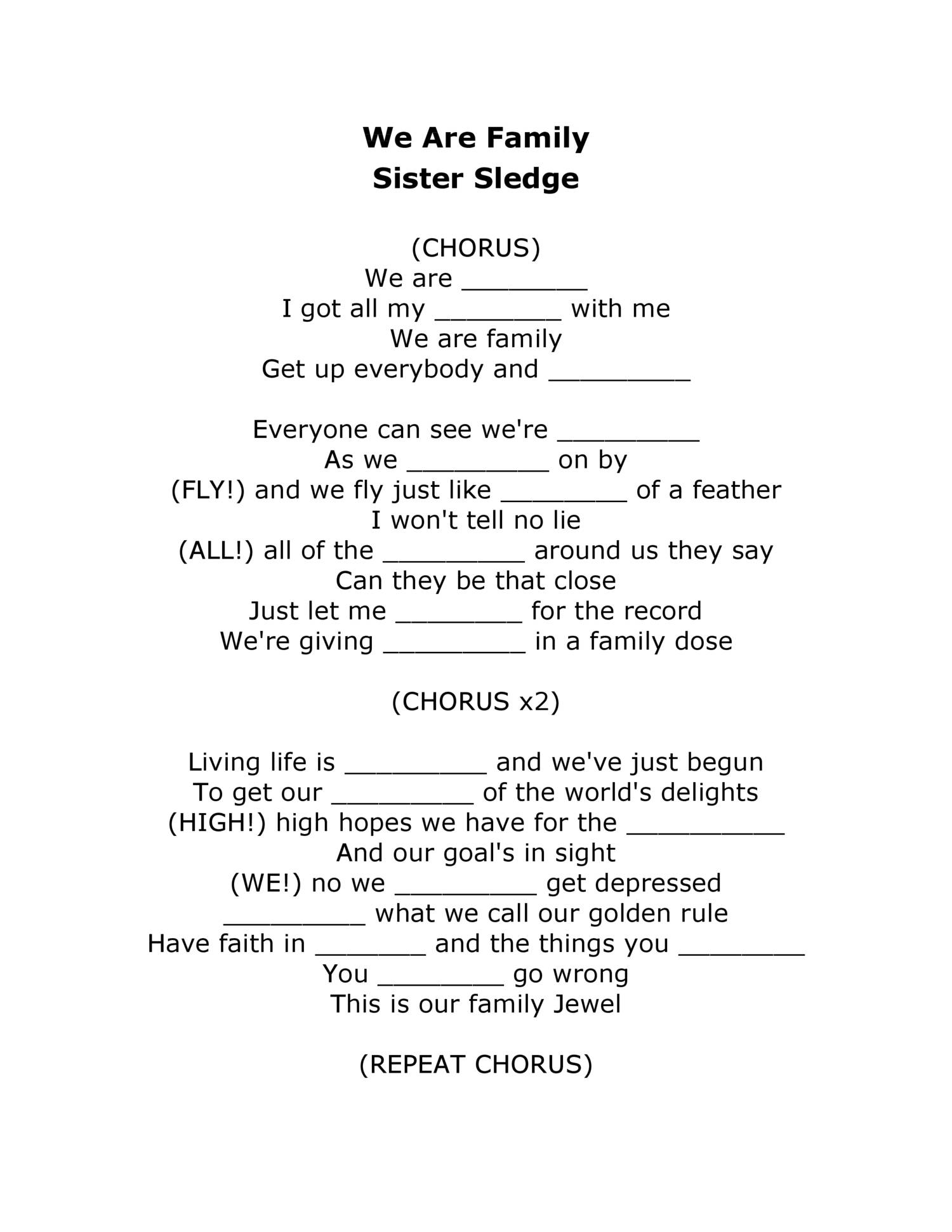 We Are Family Lyrics Doc Docdroid