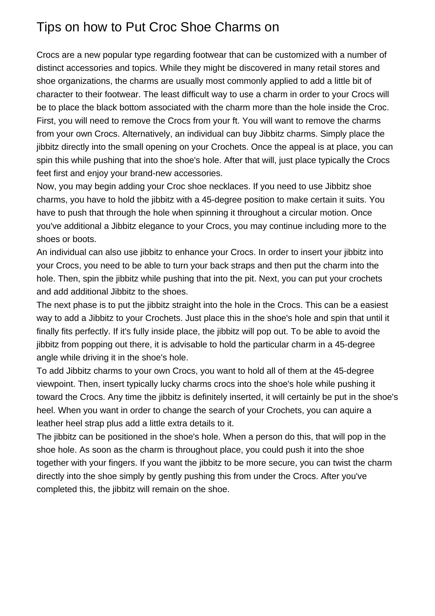 How to Put Croc Footwear Charms onchtjm.pdf.pdf DocDroid