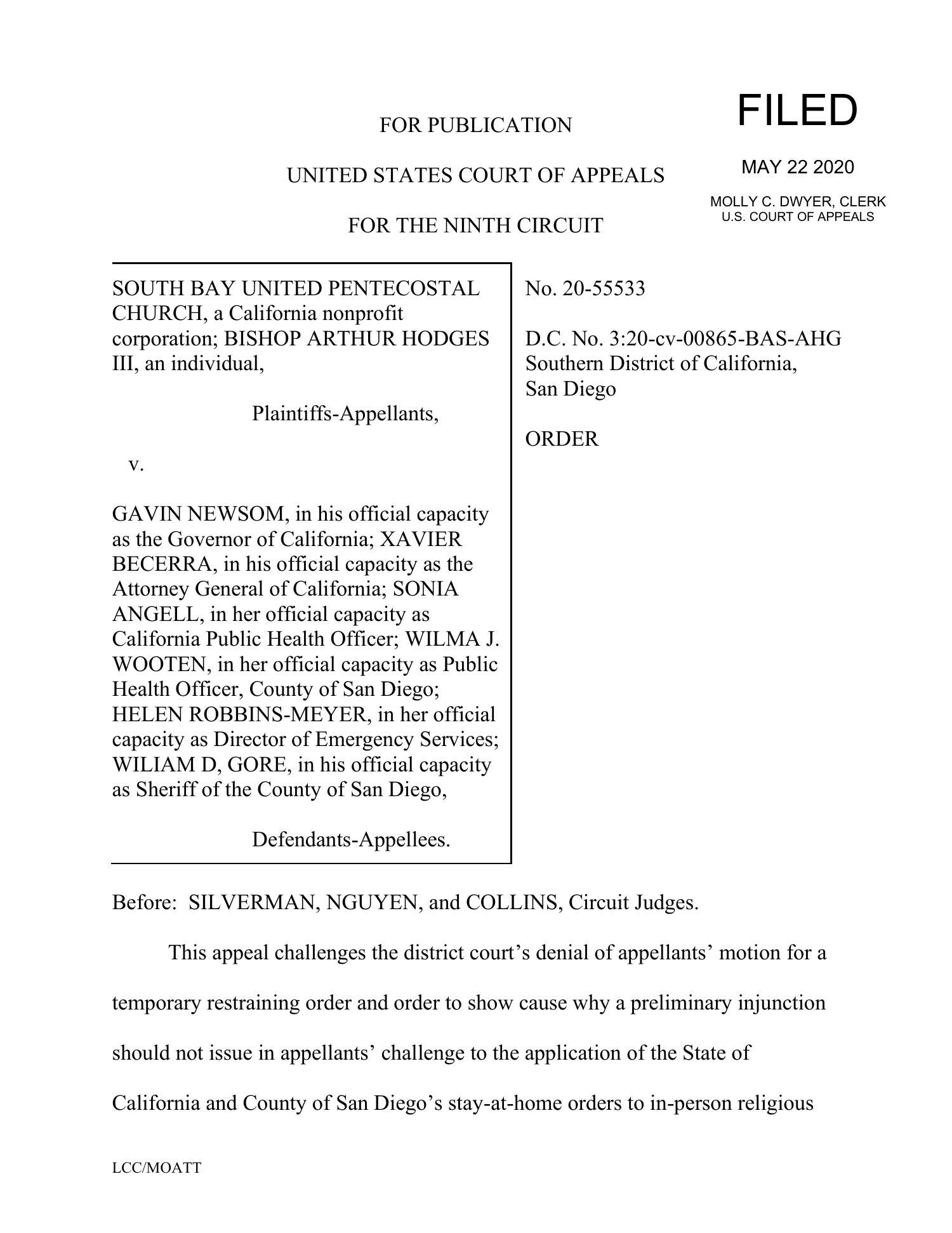 South Bay United Pentecostal Church v. Newsom (9th Cir. ruling).pdf