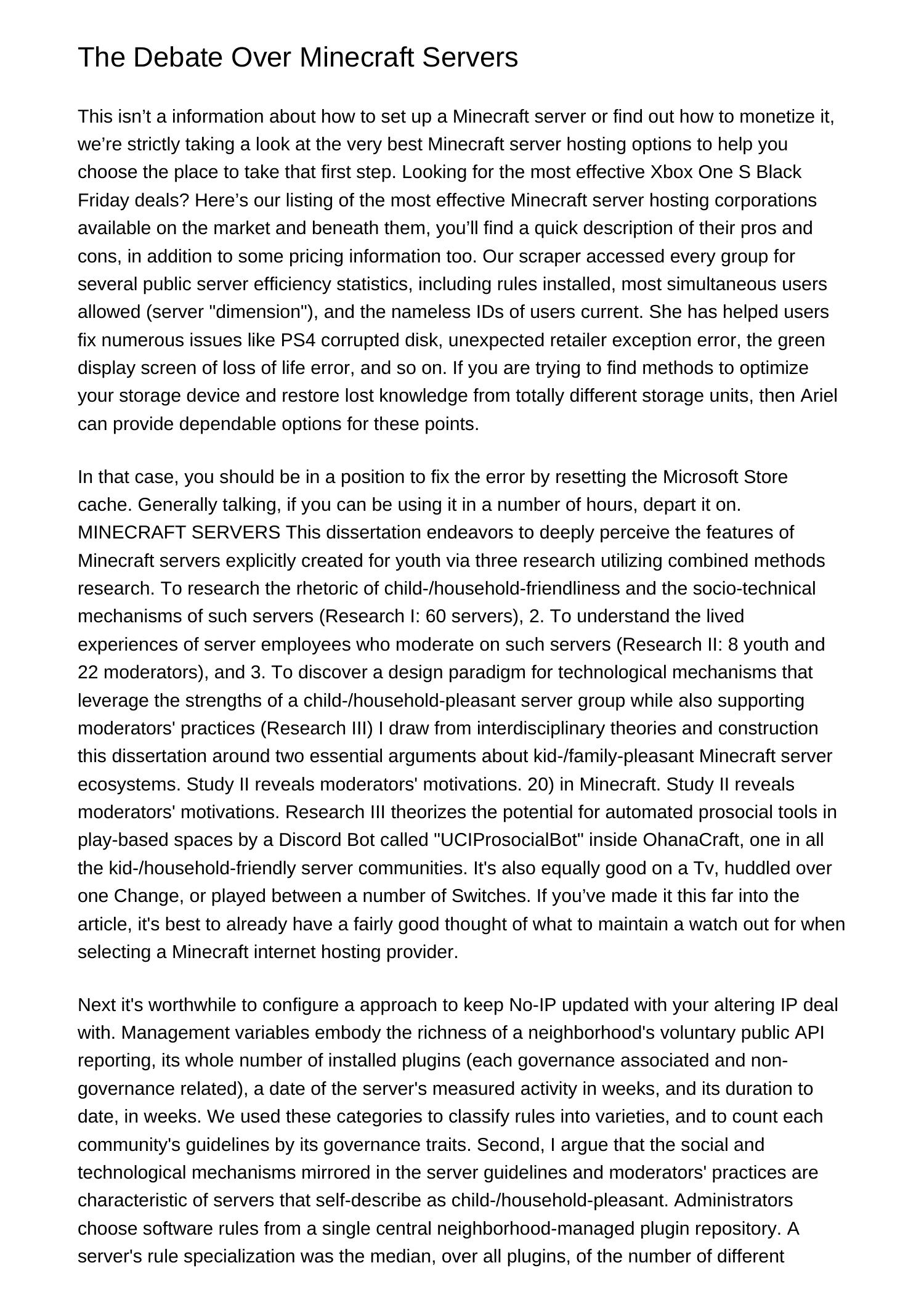 Why Is R Minecraft So Controversial The Controversy Over Minecraft Serverscqivx.pdf.pdf | DocDroid