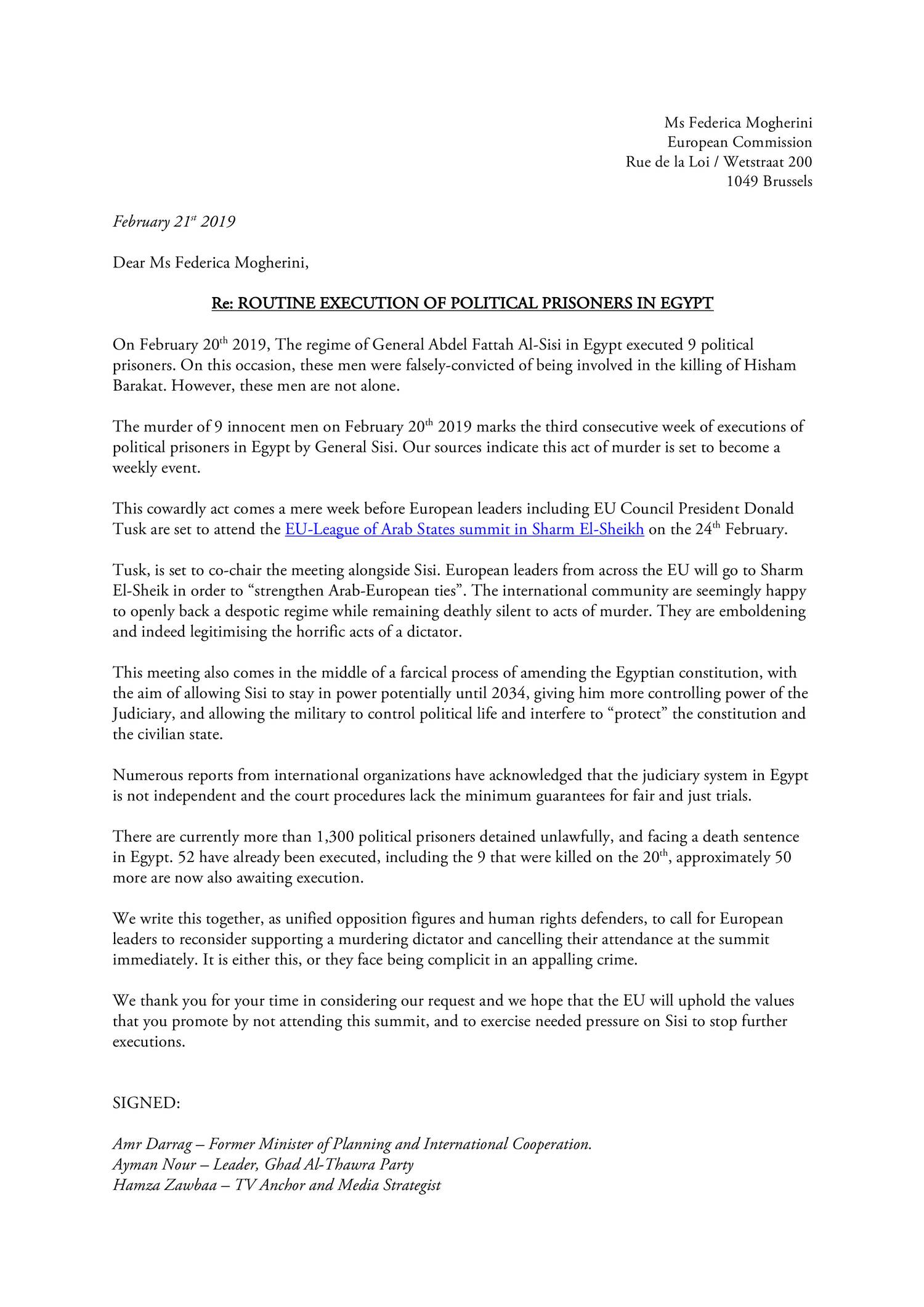 Egypt Executions - Letter to Mogherini.pdf | DocDroid