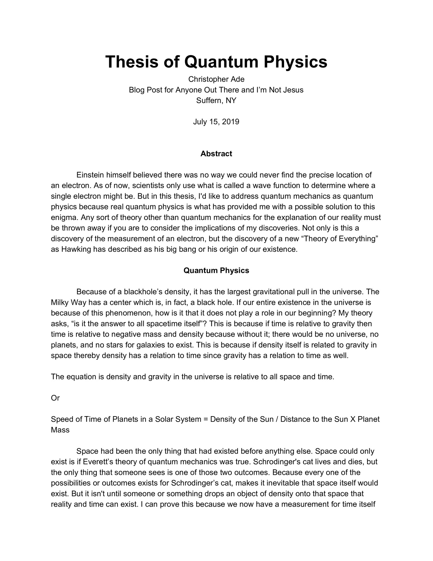 quantum physics thesis
