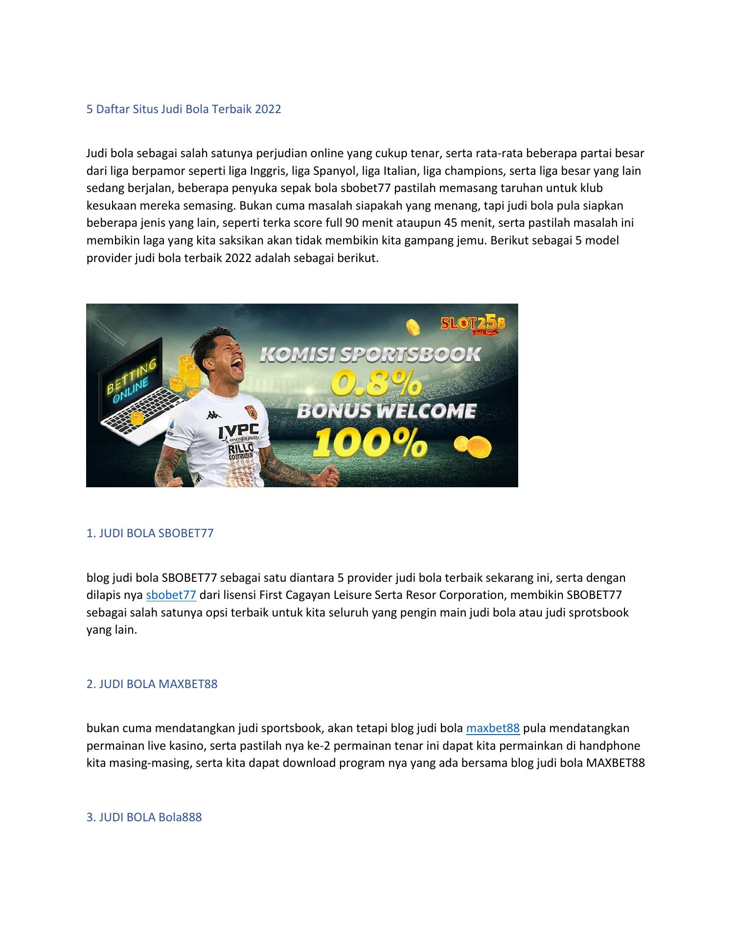 daftar judi bola terbaik
