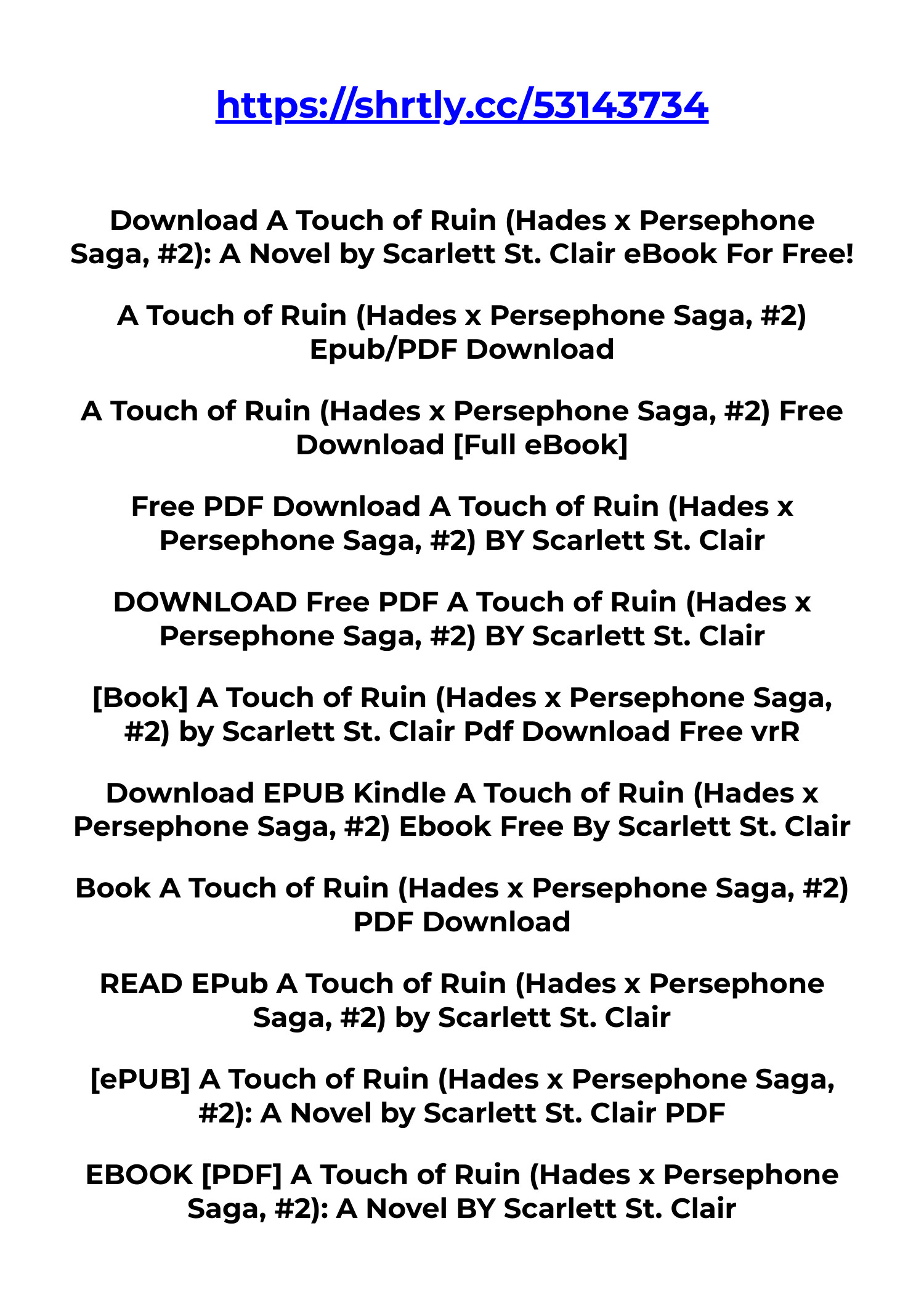 download EPUB A Touch of Ruin Hades x Persephone Saga 2 BY Scarlett St .pdf