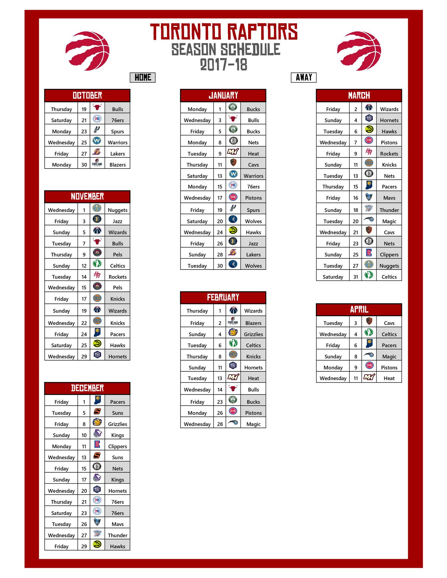 2017-18 Raptors Schedule.pdf | DocDroid
