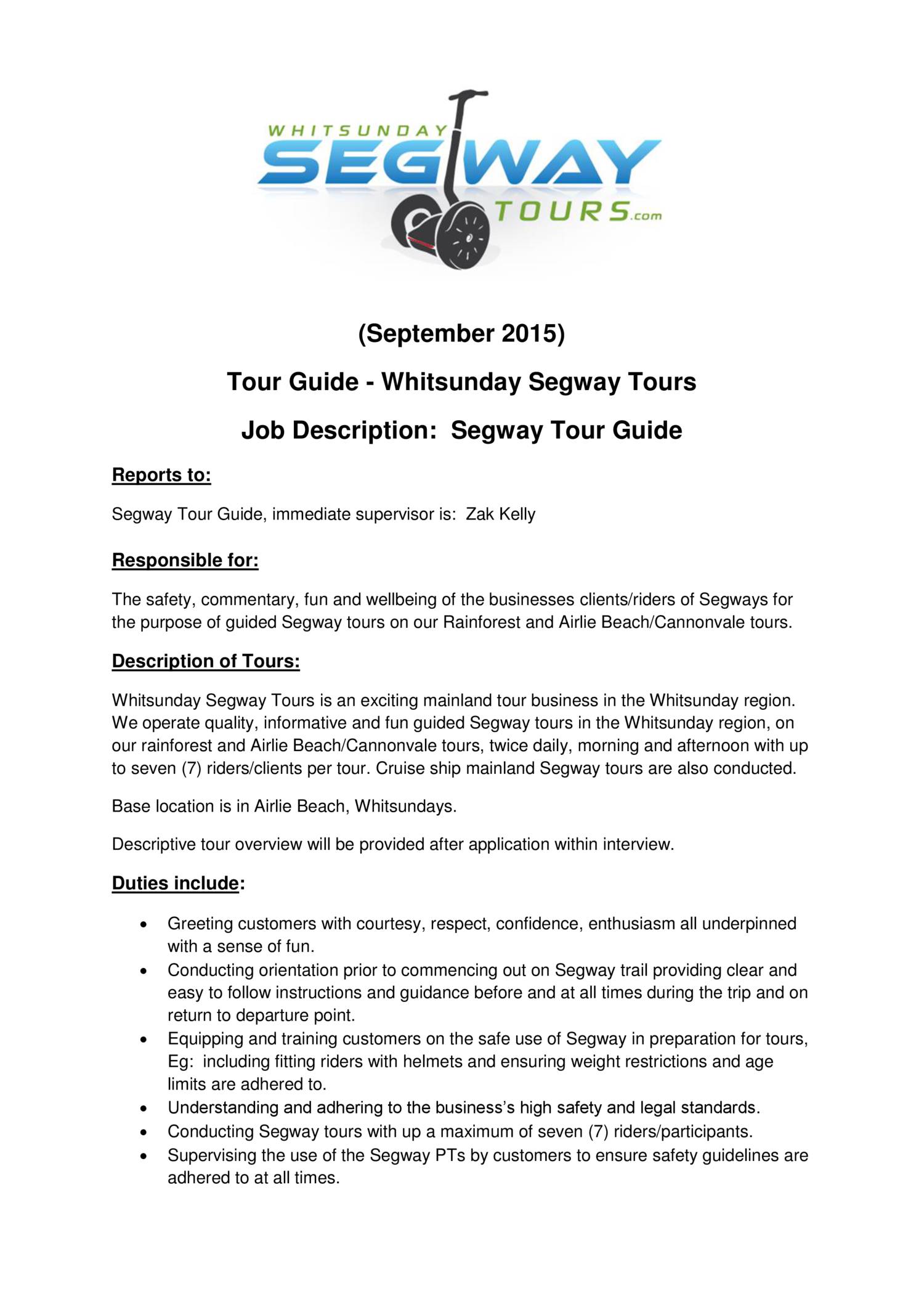 tour leader guide job description