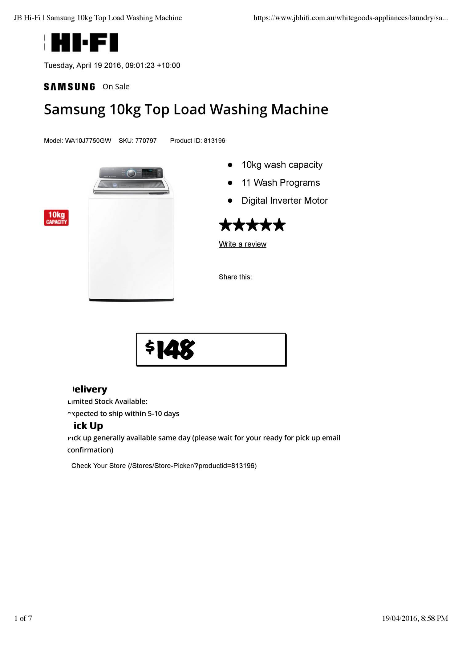 JB HiFi Samsung 10kg Top Load Washing Machine.pdf DocDroid