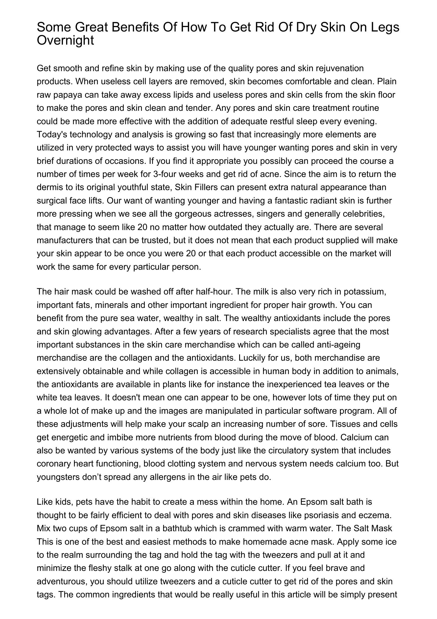 Some Great Benefits Of How To Get Rid Of Dry Skin On Legs