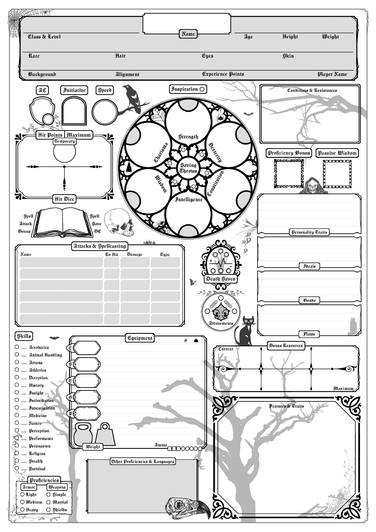 5e Gothic Character Sheet Fillable Pdf Docdroid