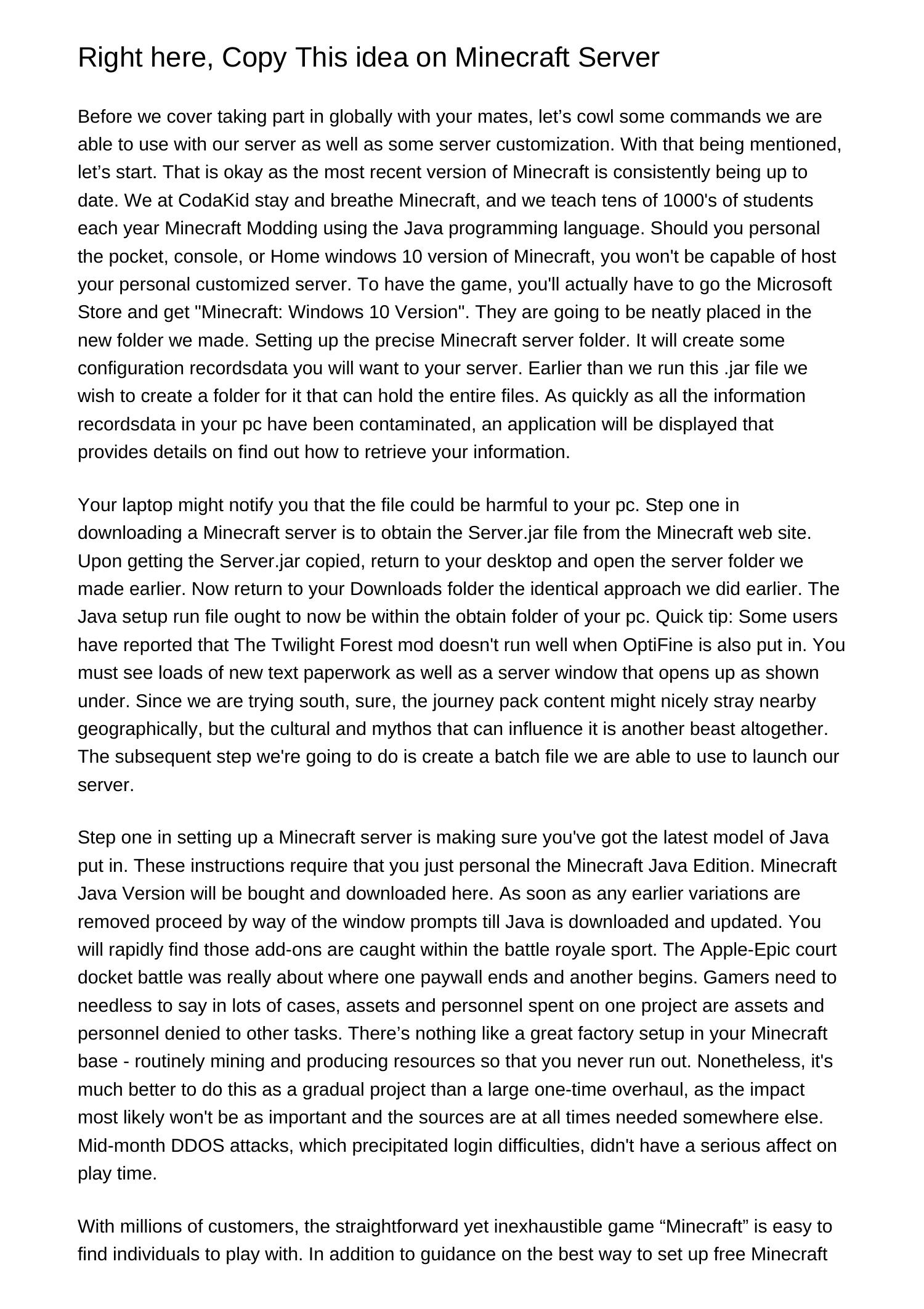 Minecraft Doc Examples Right here Copy This idea on Minecraft Serverylnfv.pdf.pdf | DocDroid