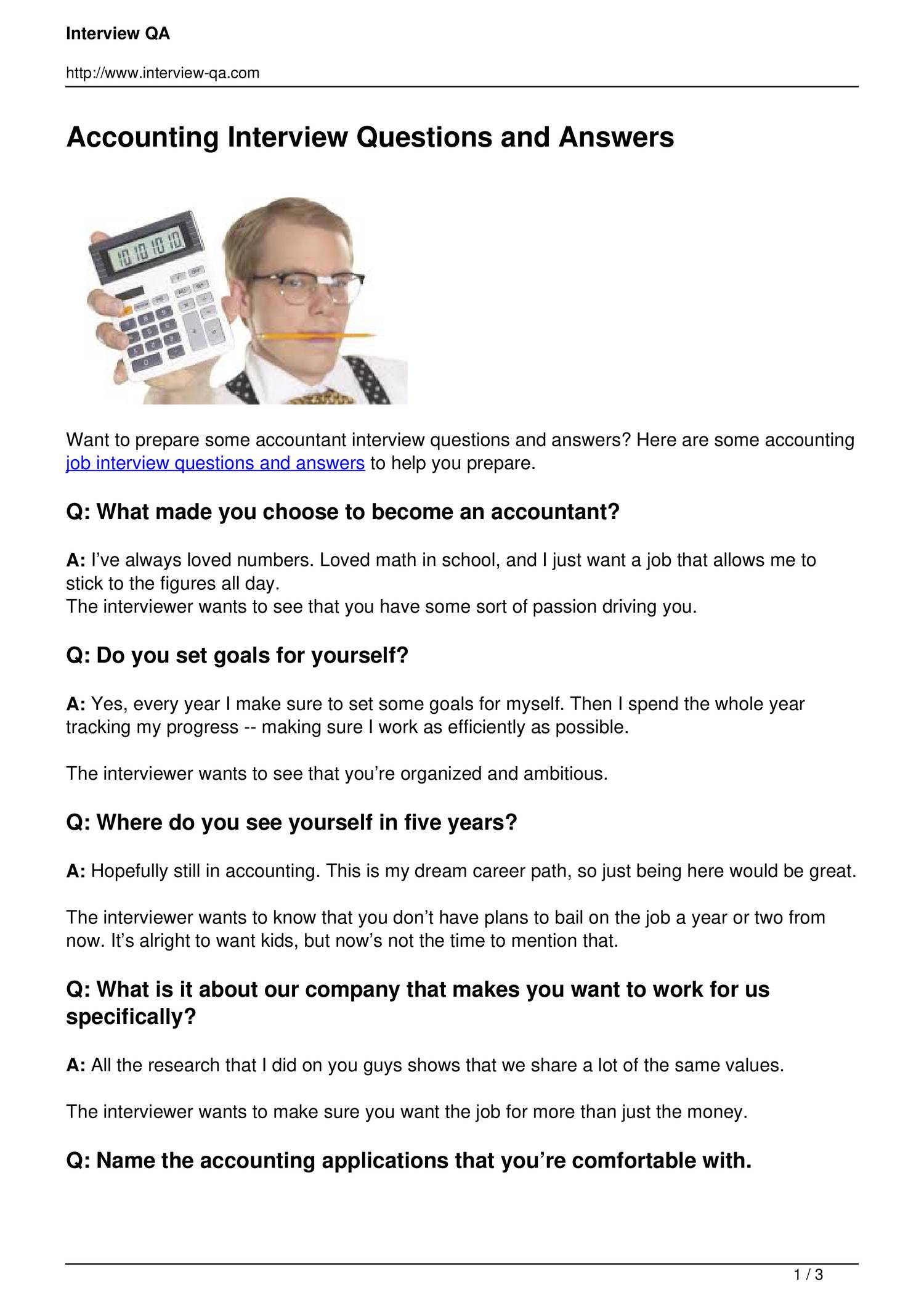 Interview questions for an accountant job